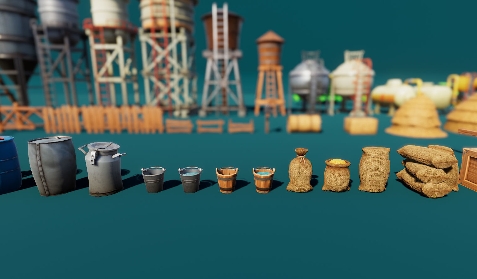 Farm Tools and Supplies Stylized Low-poly 3D model_7
