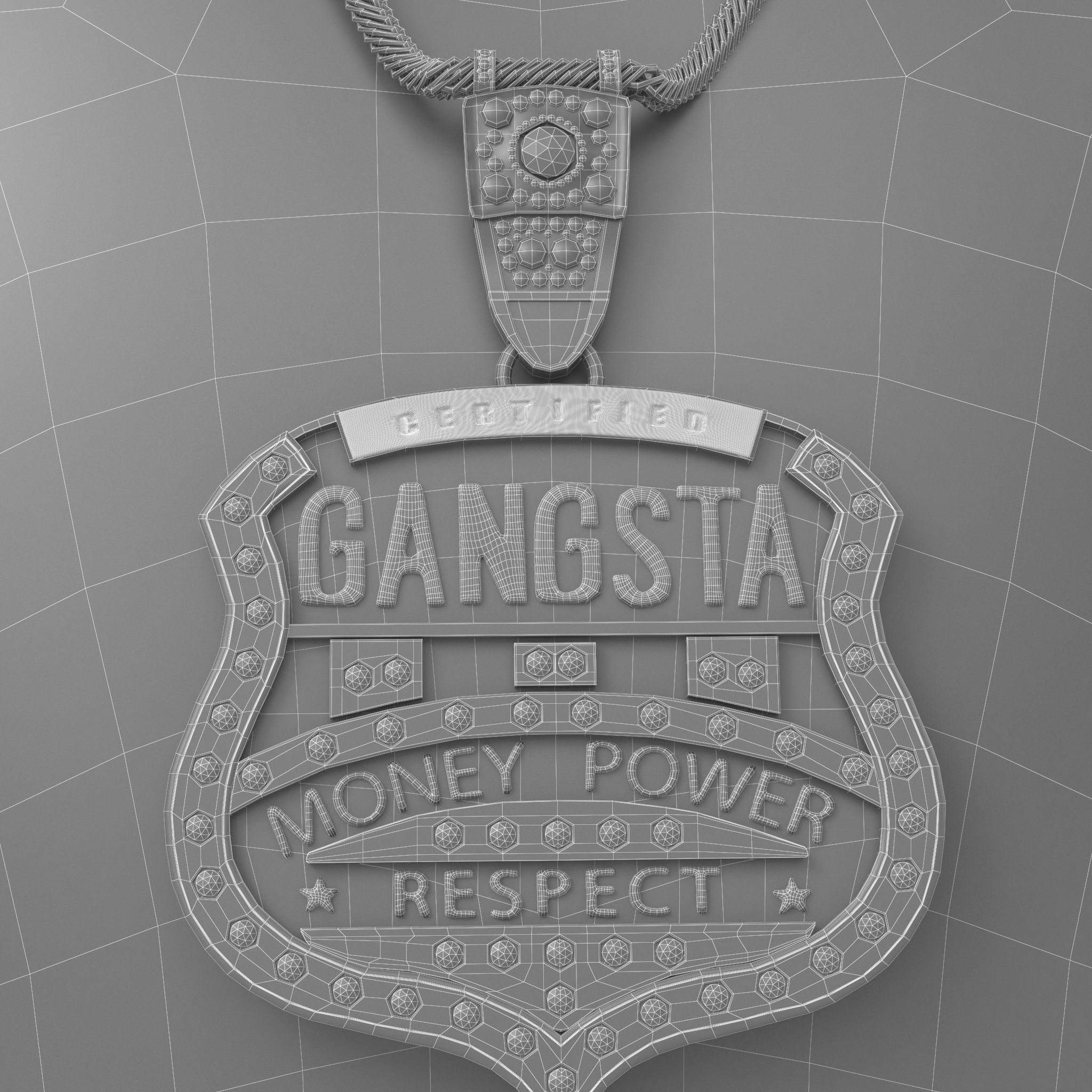 Gangsta Respect Jewelry Low-poly 3D model_8