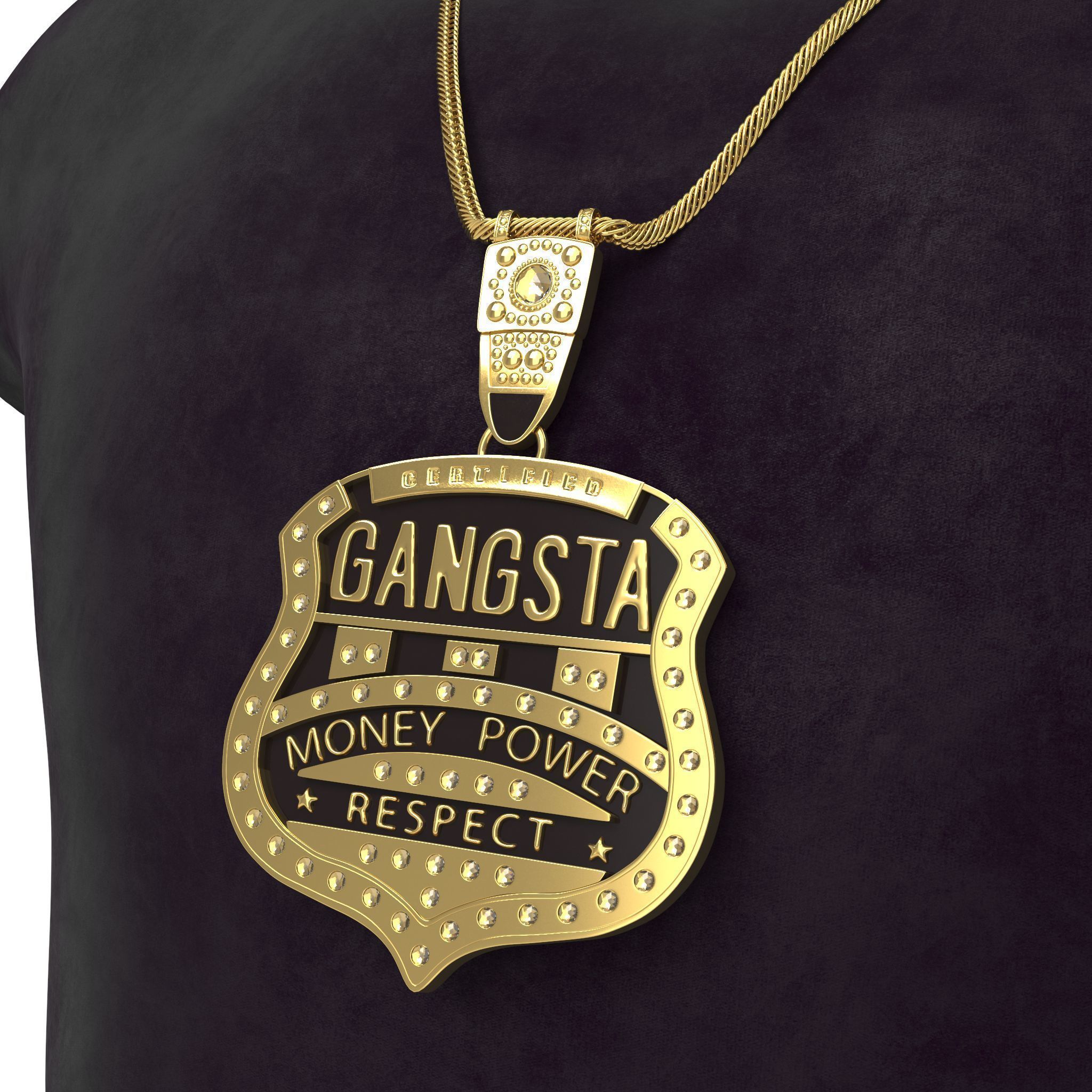 Gangsta Respect Jewelry Low-poly 3D model_7