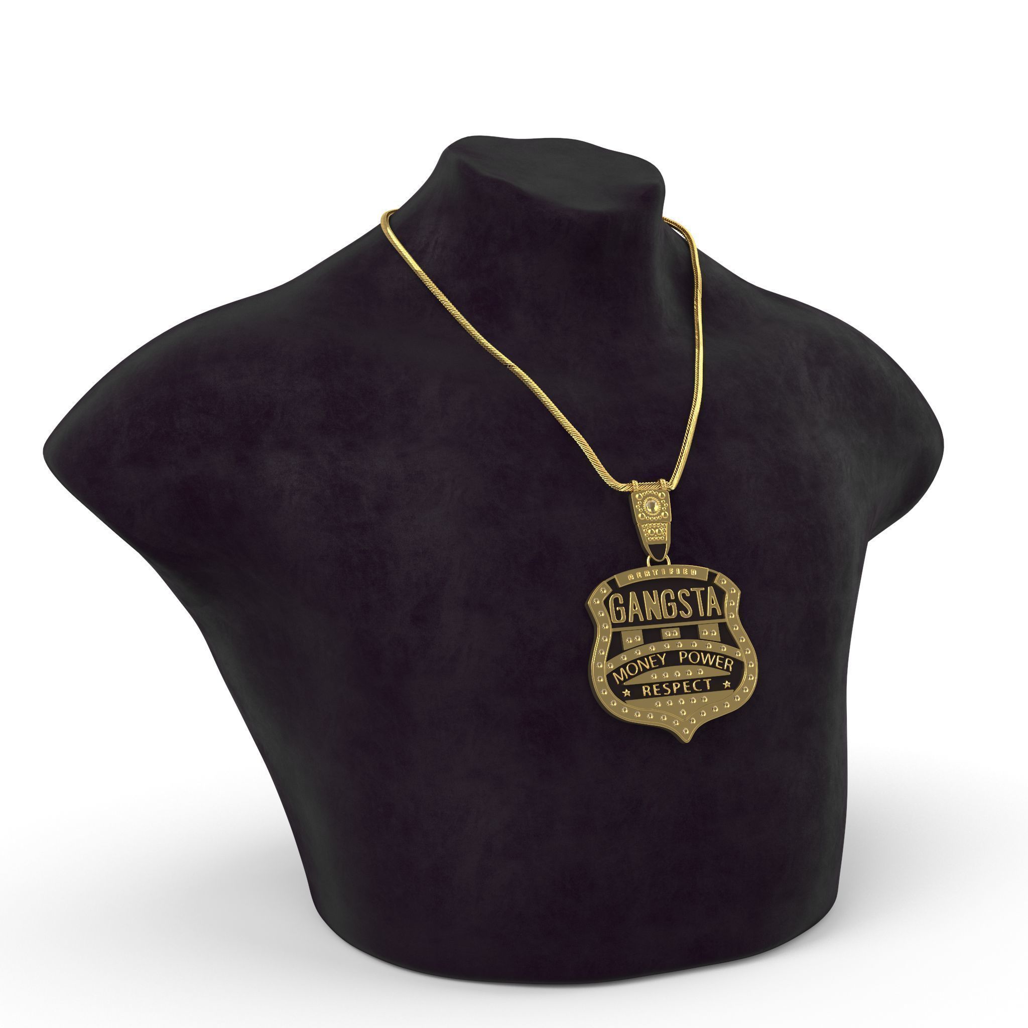 Gangsta Respect Jewelry Low-poly 3D model_5
