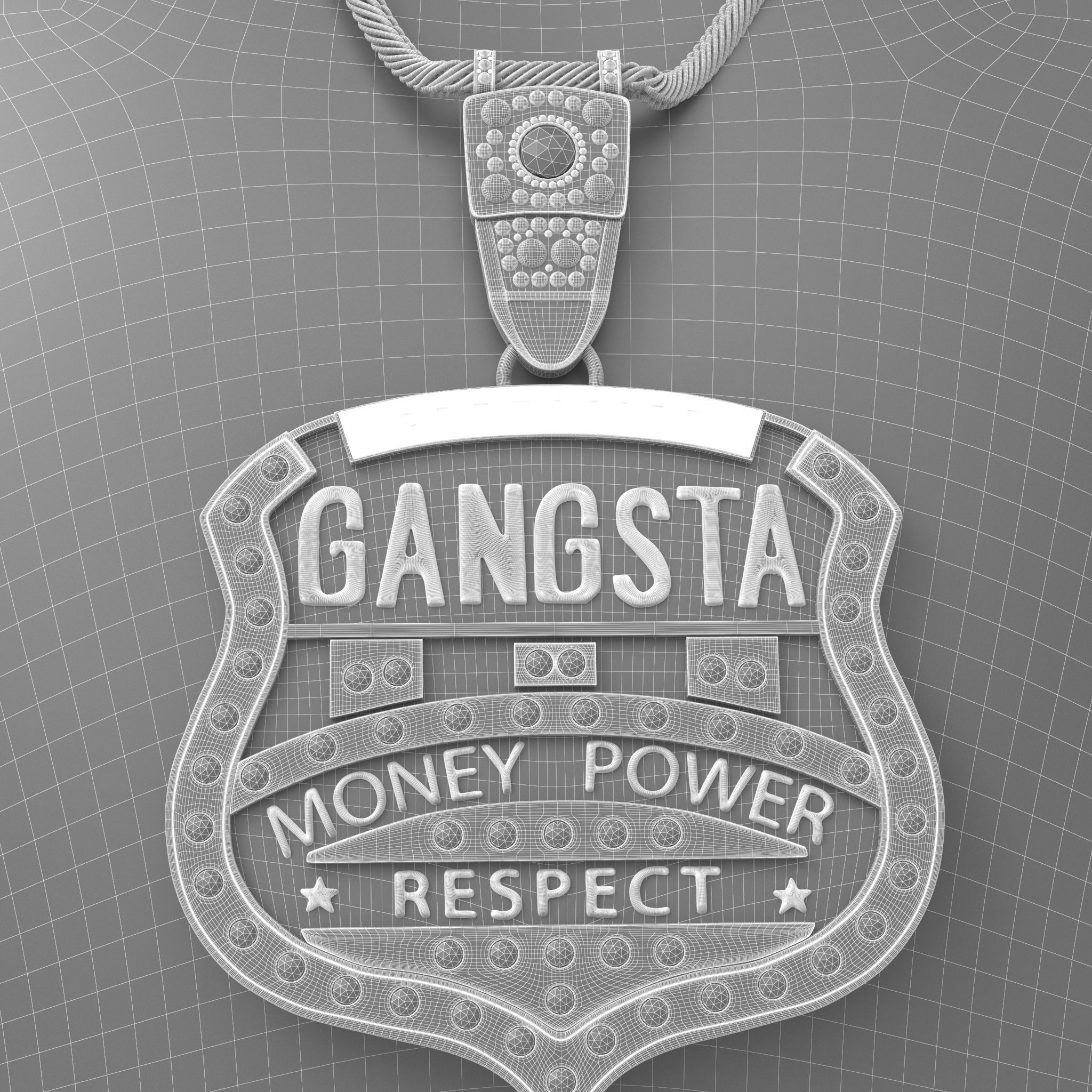 Gangsta Respect Jewelry Low-poly 3D model_9