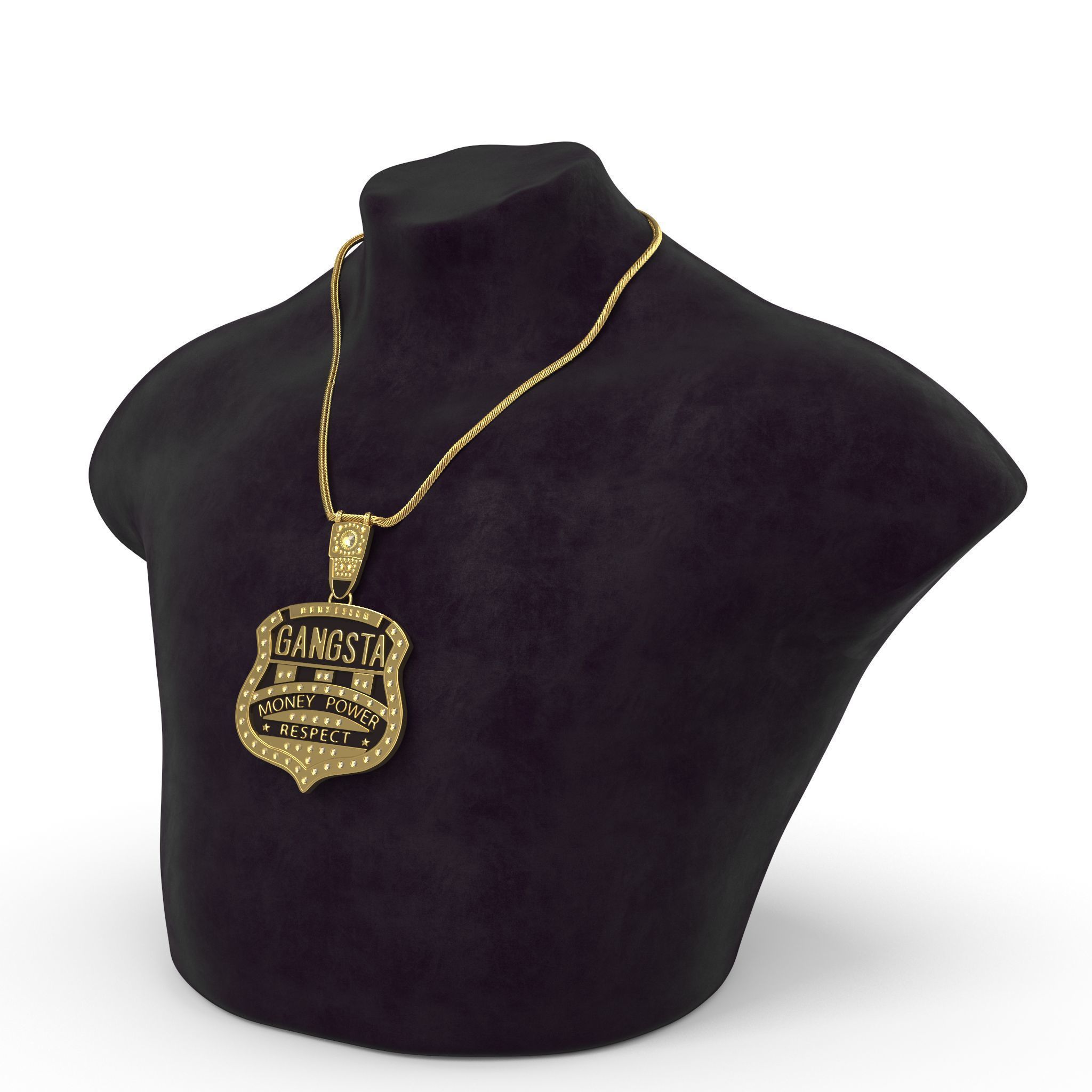 Gangsta Respect Jewelry Low-poly 3D model_3