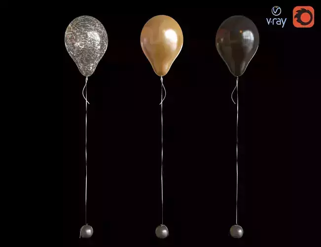 Balloons silver balloon hanging 3D model
