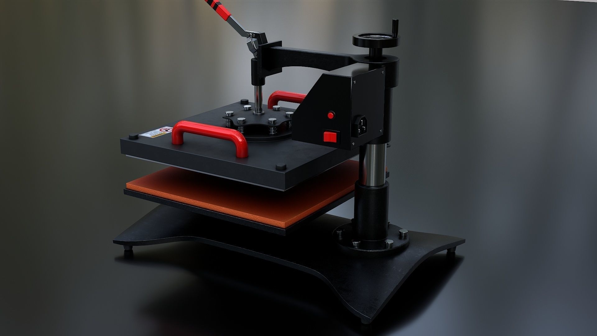 Heat Press Machine Rotatable Low-poly 3D model_10