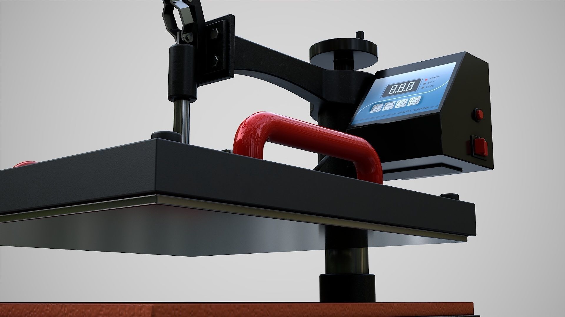 Heat Press Machine Rotatable Low-poly 3D model_14