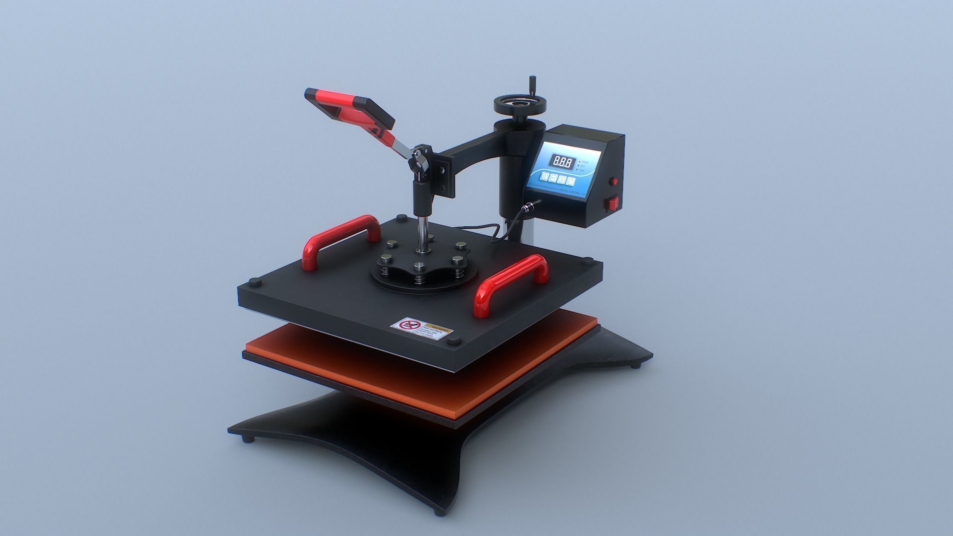 Heat Press Machine Rotatable Low-poly 3D model_16
