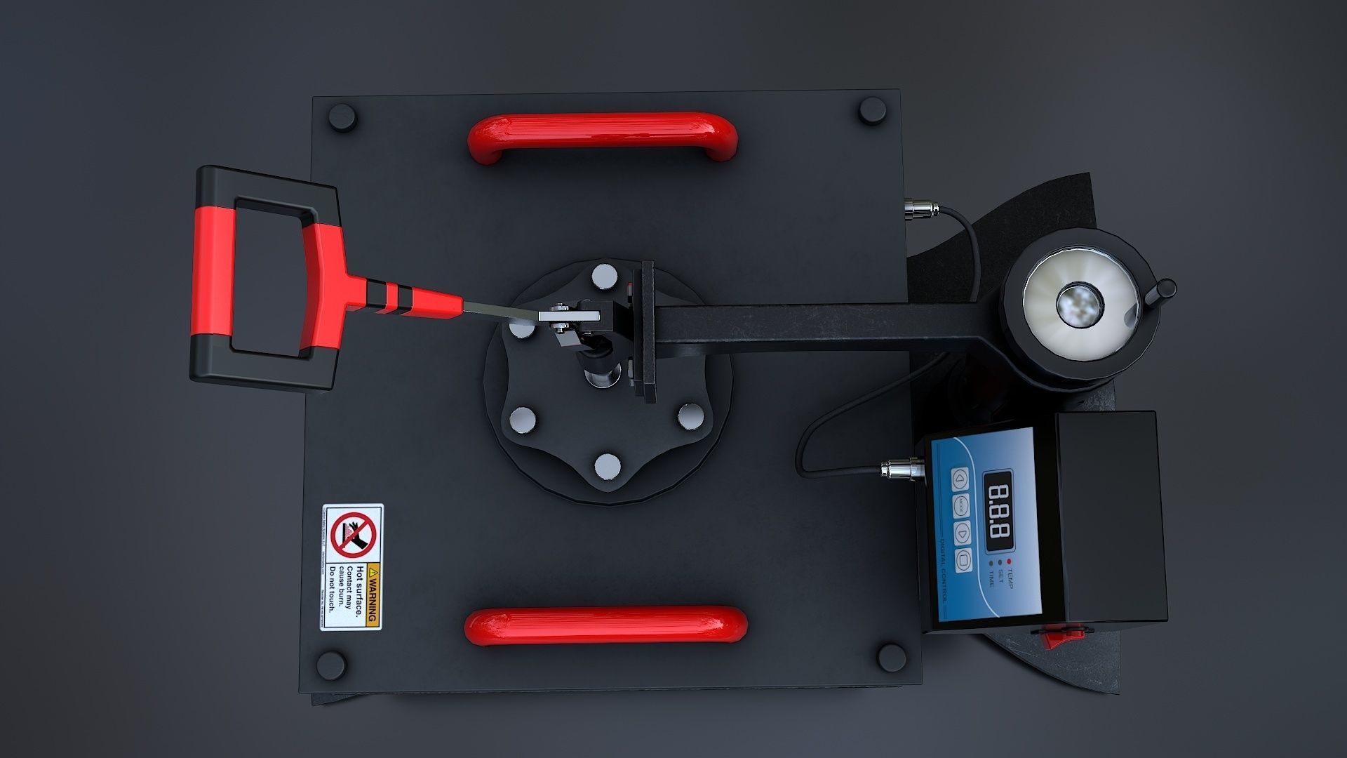 Heat Press Machine Rotatable Low-poly 3D model_4