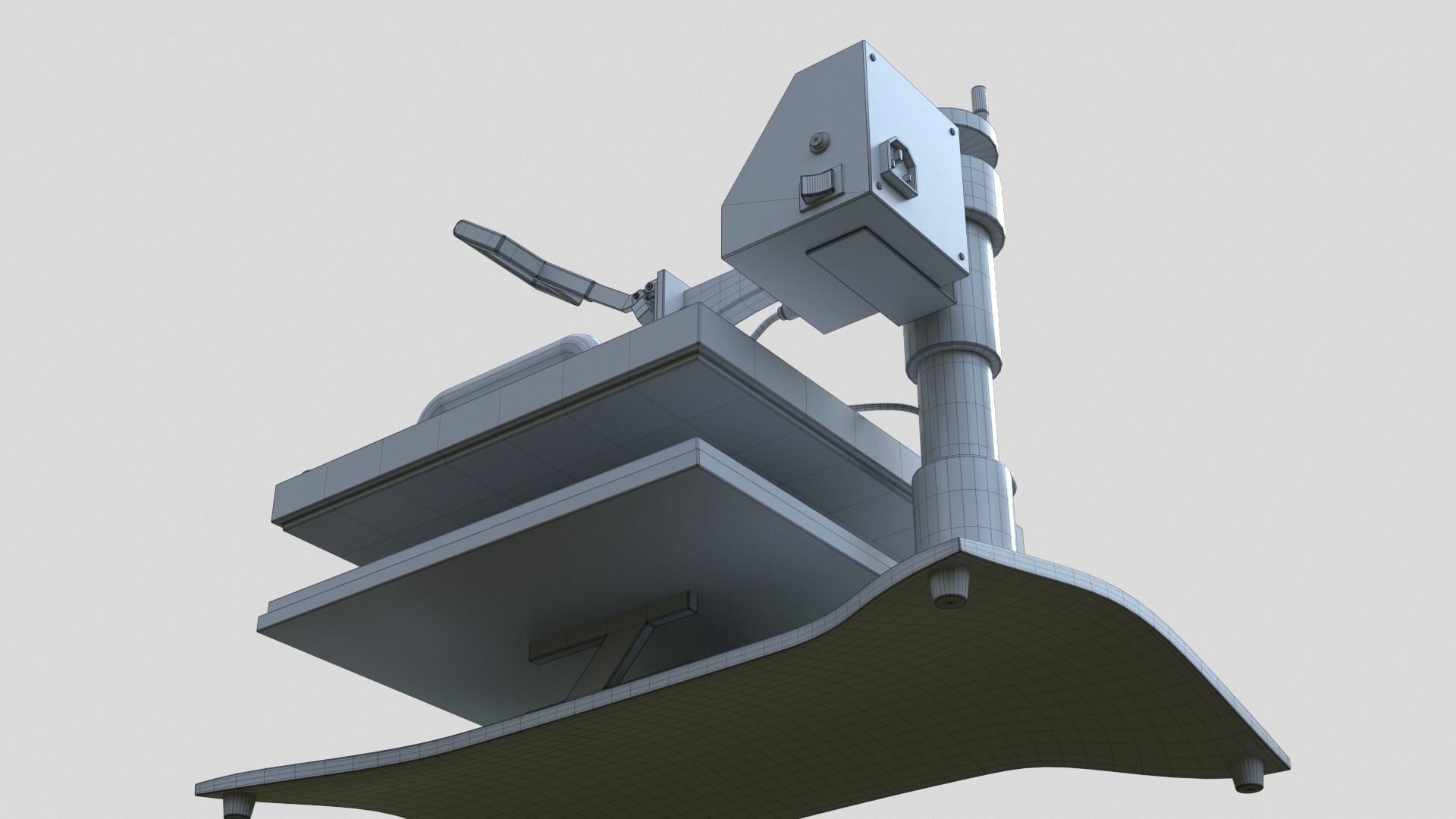 Heat Press Machine Rotatable Low-poly 3D model_34