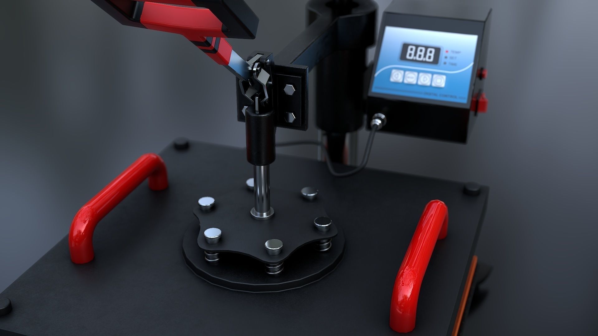 Heat Press Machine Rotatable Low-poly 3D model_8