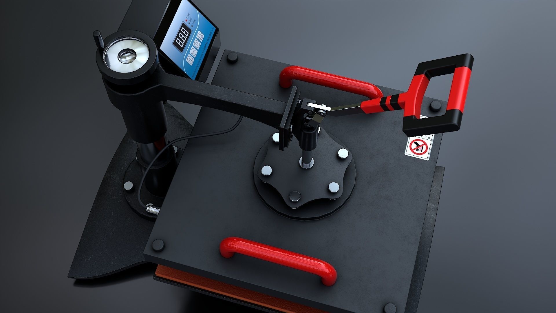 Heat Press Machine Rotatable Low-poly 3D model_13