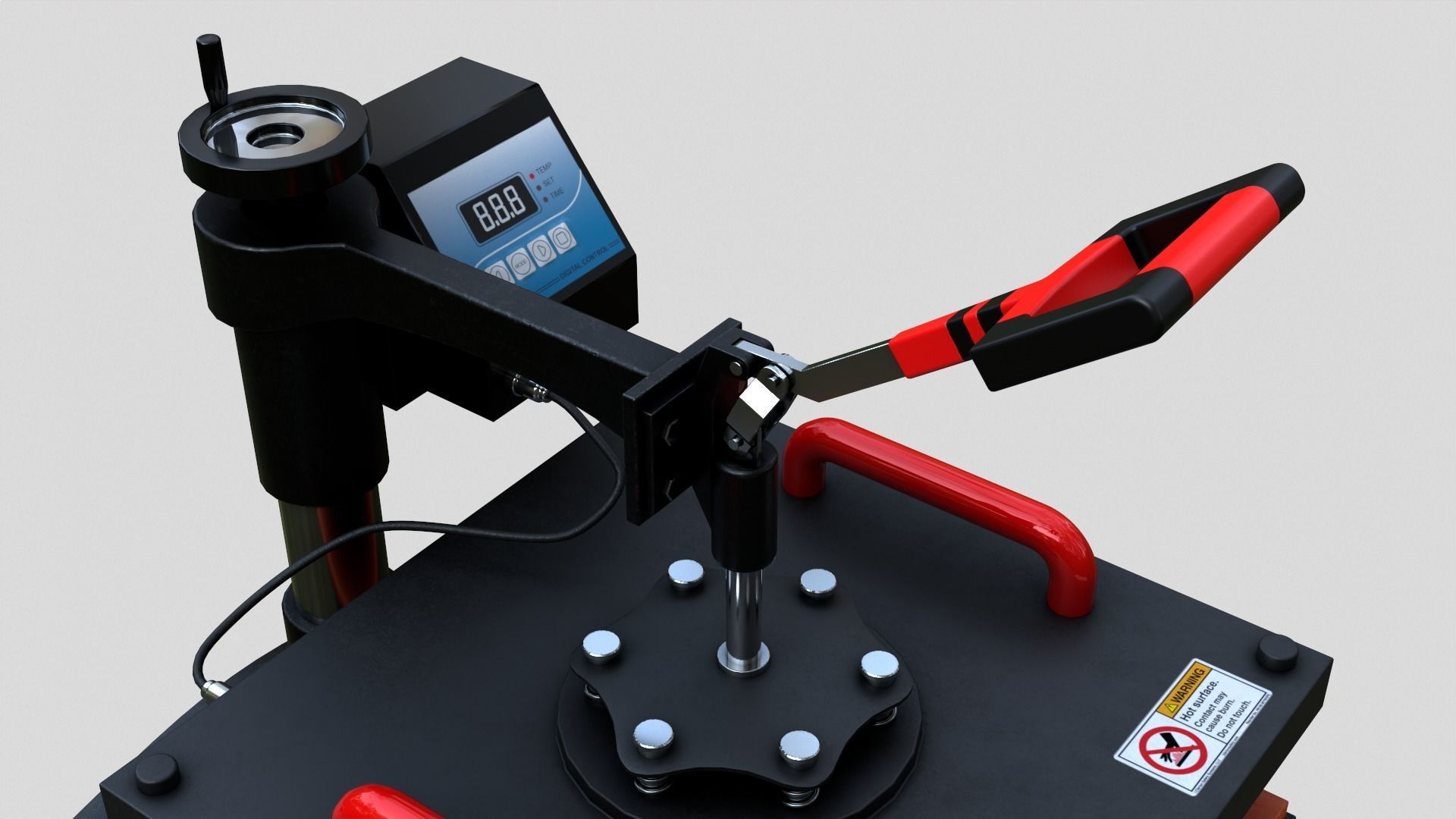 Heat Press Machine Rotatable Low-poly 3D model_30