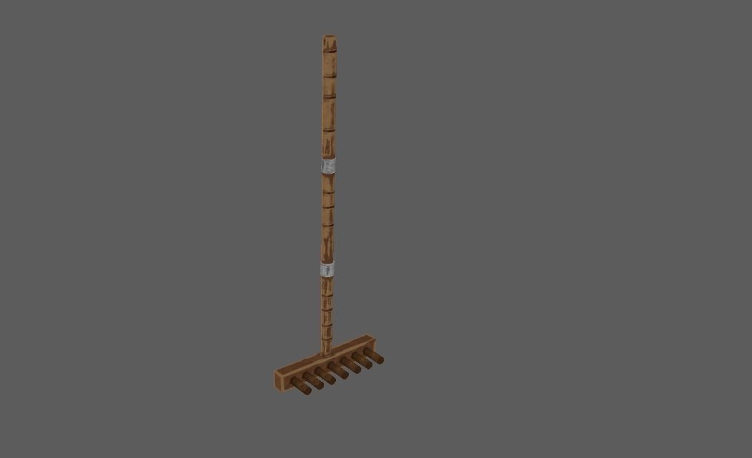 rake medieval 3D model Low-poly 3D model_3