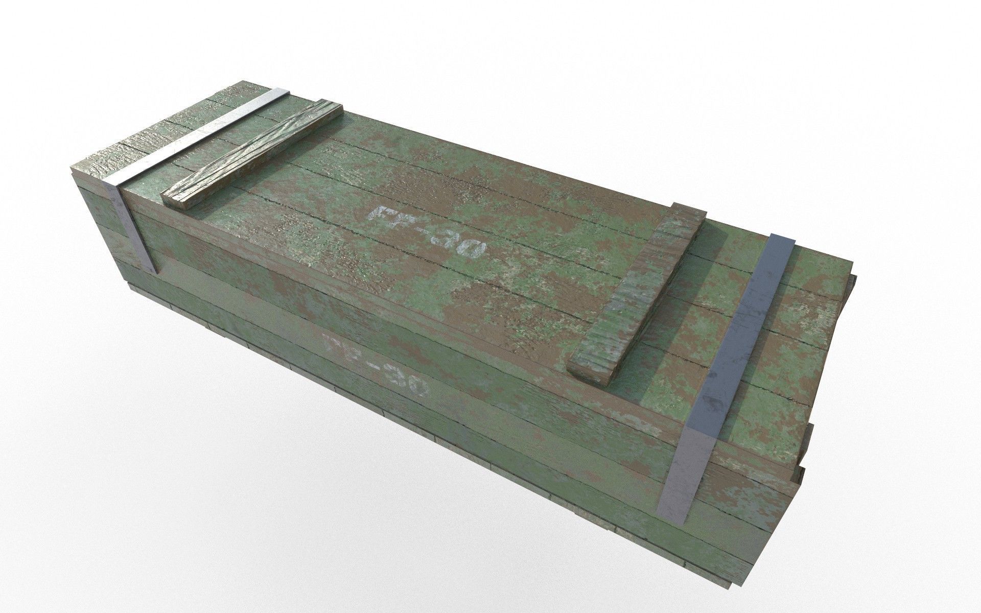 Old military crate  Low-poly 3D model_3