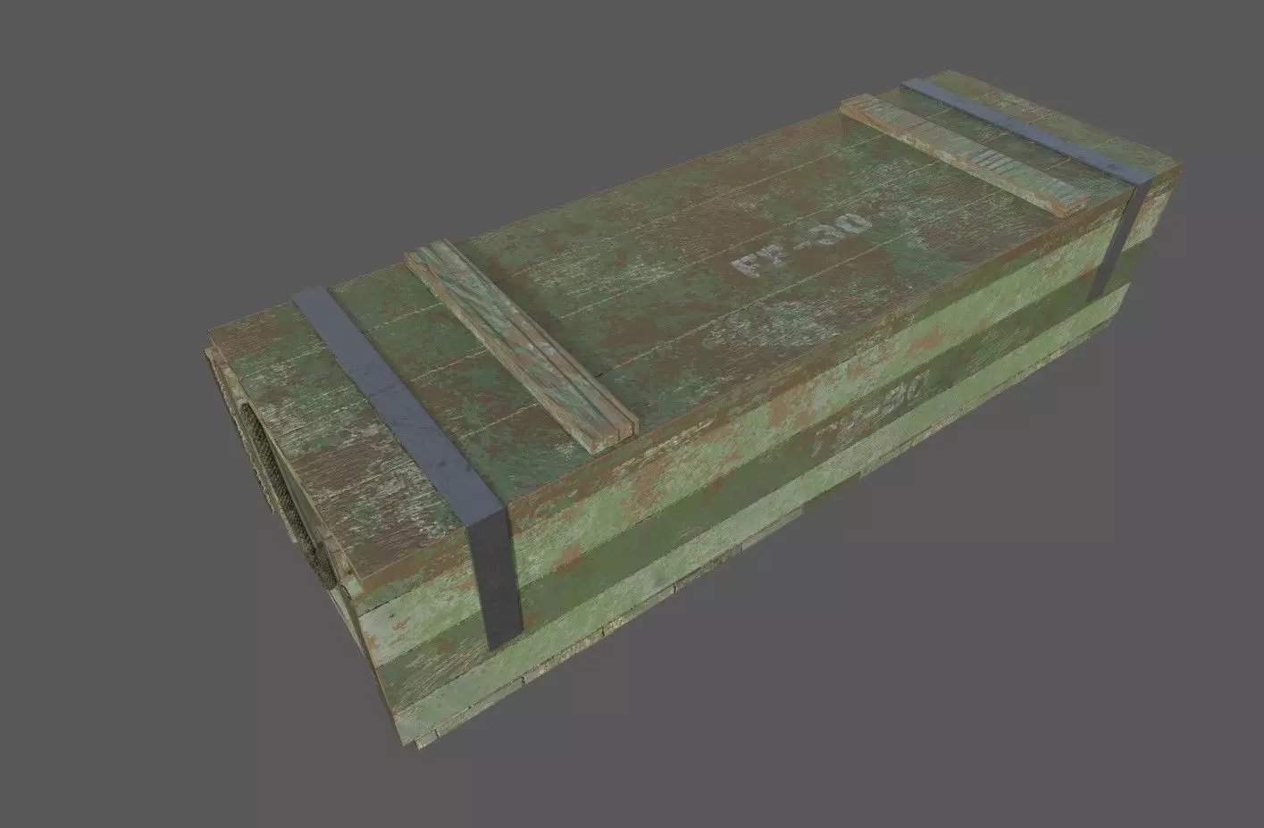 Old military crate  Low-poly 3D model_0