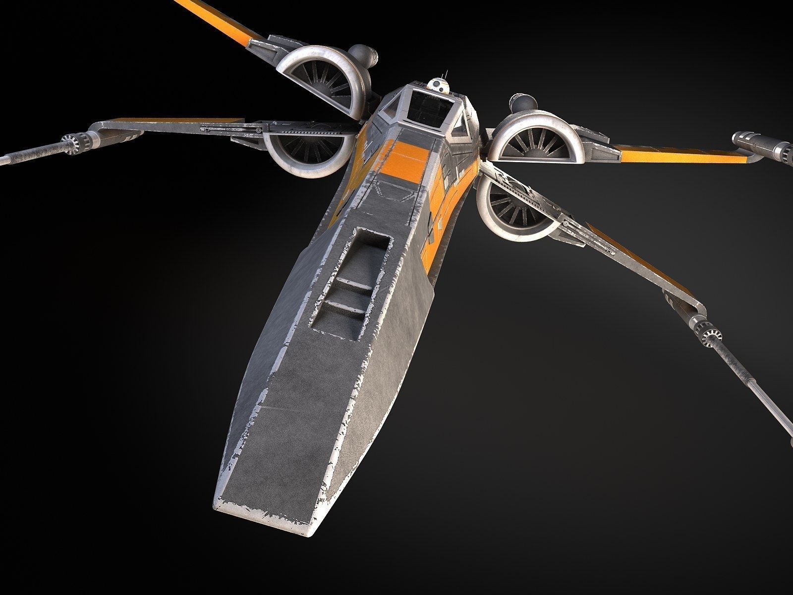 Star Wars X-Wing Fighter Black with Interior 3D model_7