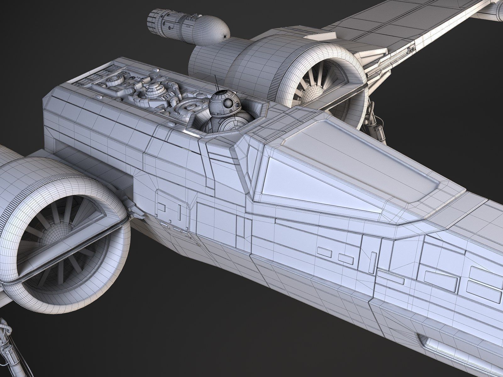 Star Wars X-Wing Fighter Black with Interior 3D model_22