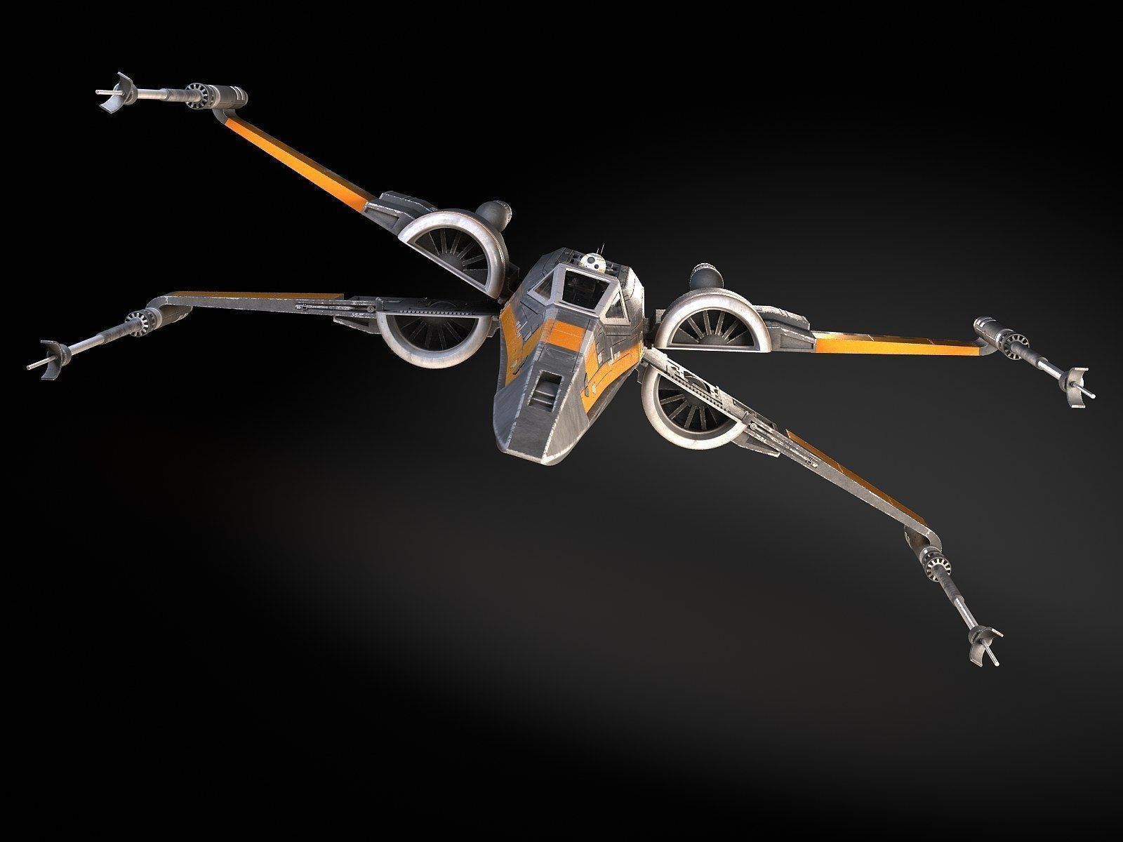 Star Wars X-Wing Fighter Black with Interior 3D model_2