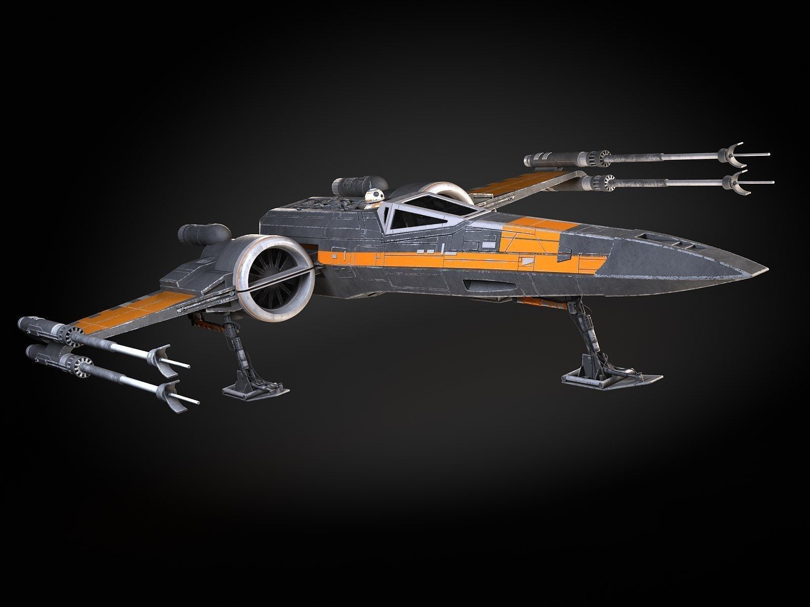 Star Wars X-Wing Fighter Black with Interior 3D model_11