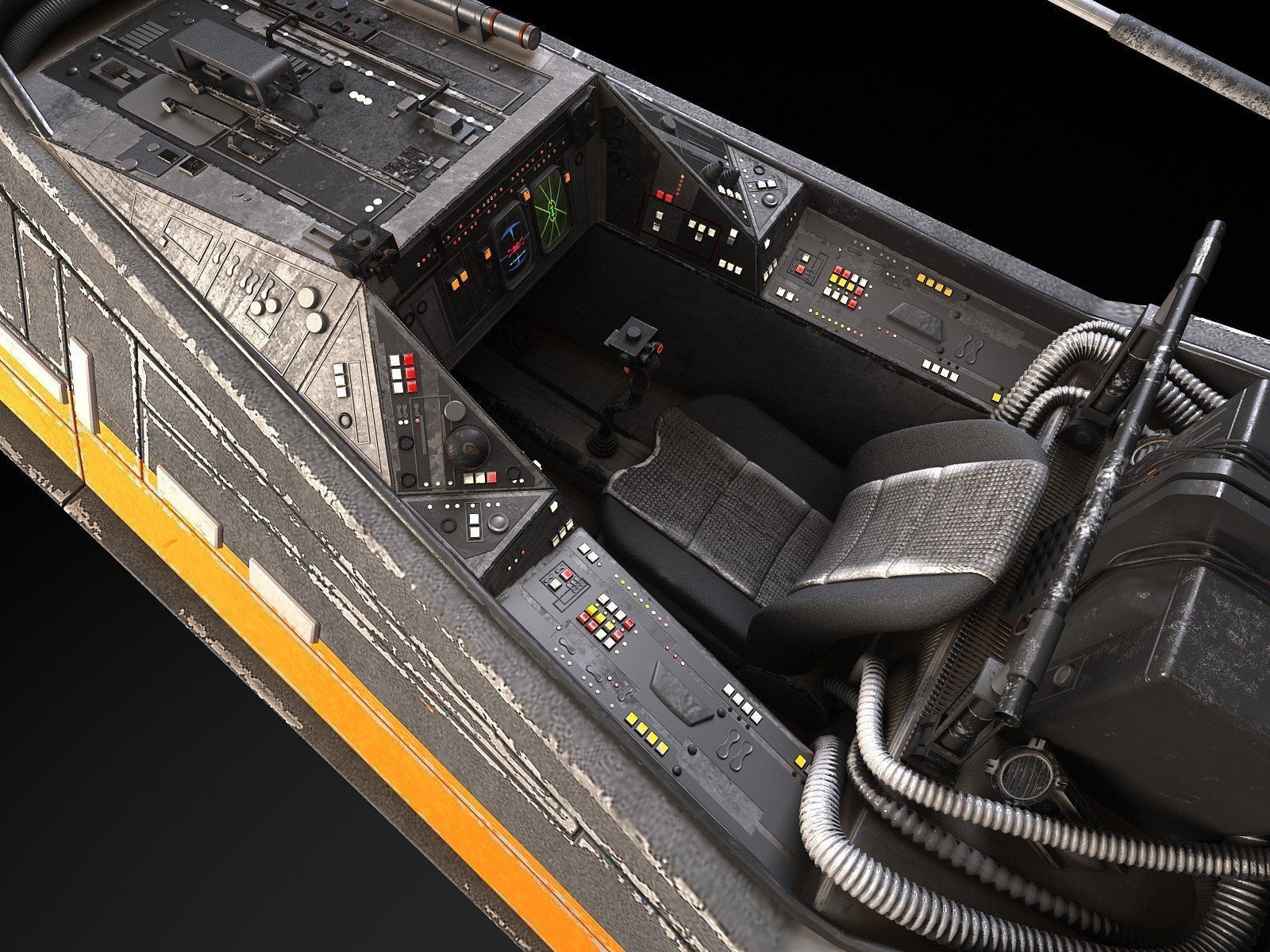 Star Wars X-Wing Fighter Black with Interior 3D model_10