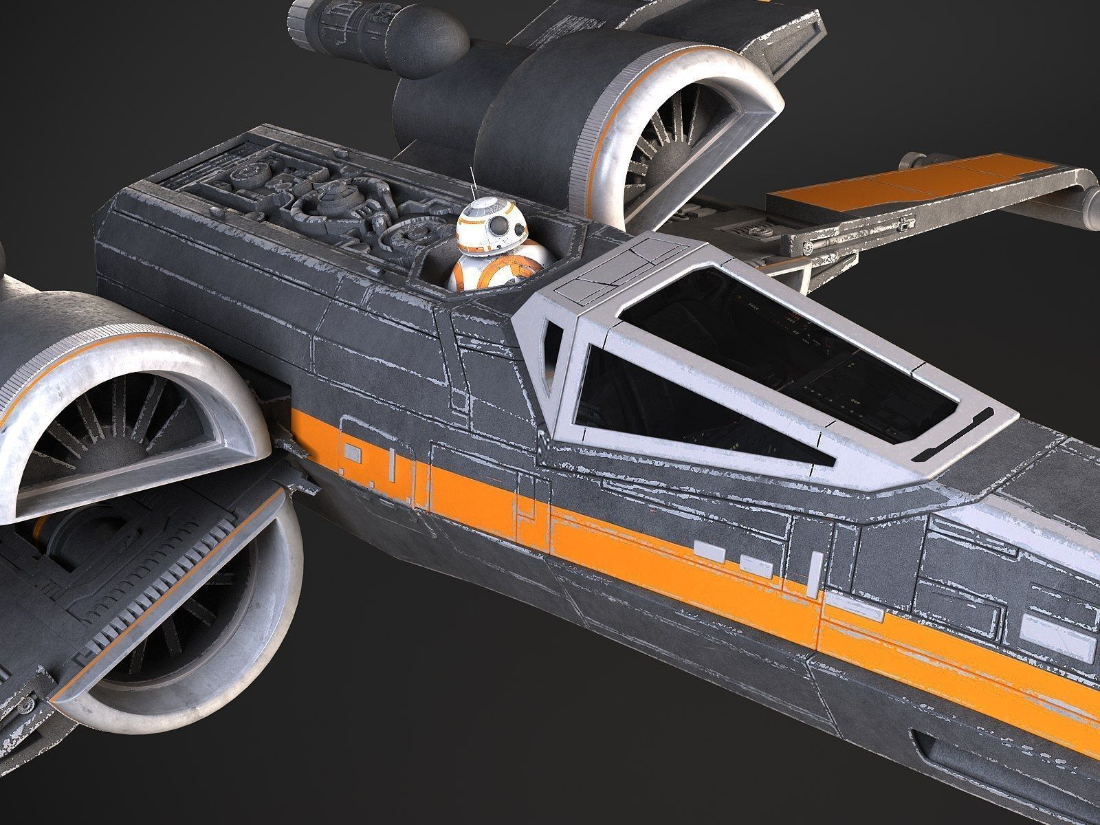 Star Wars X-Wing Fighter Black with Interior 3D model_5