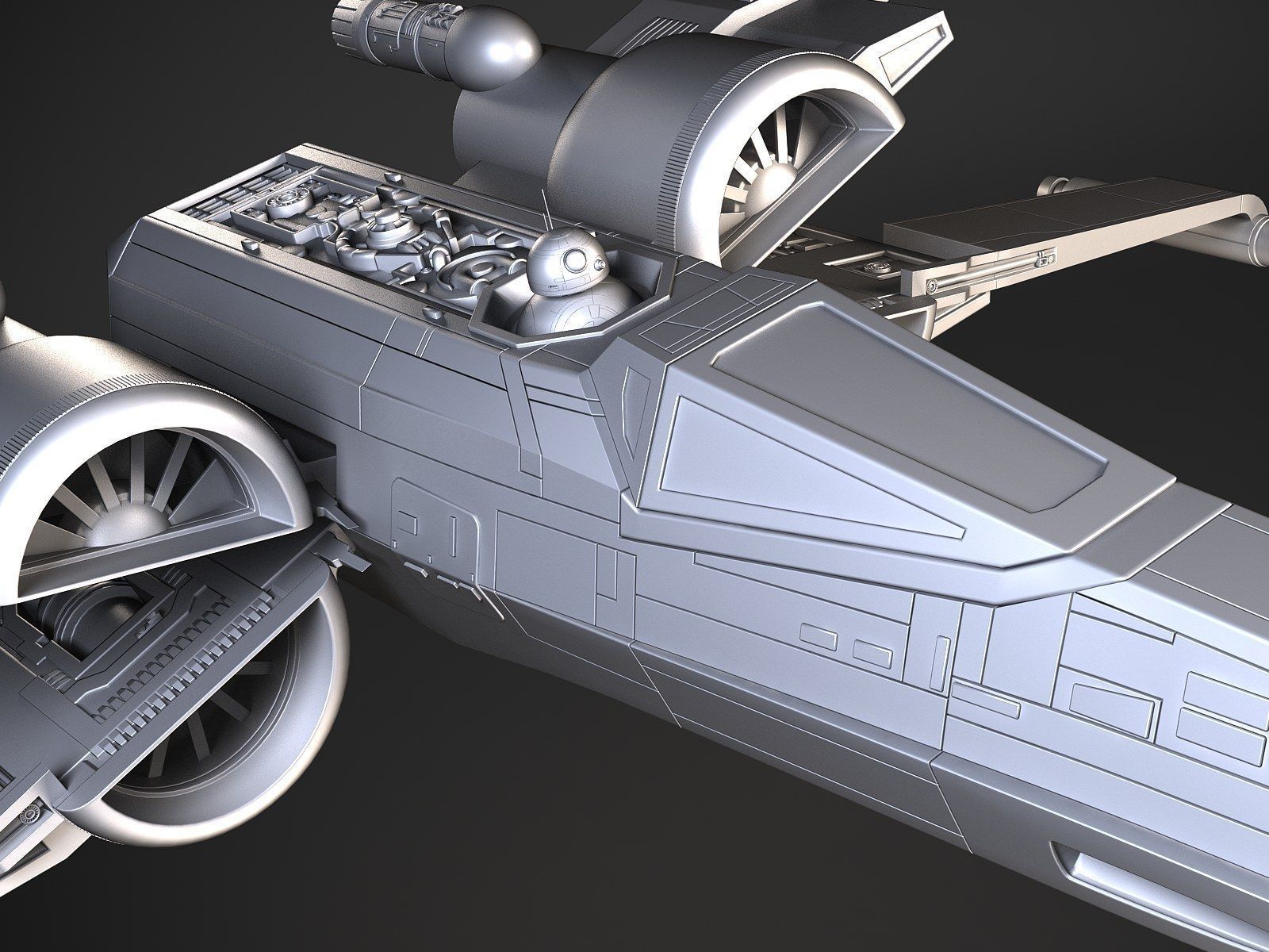 Star Wars X-Wing Fighter Black with Interior 3D model_19