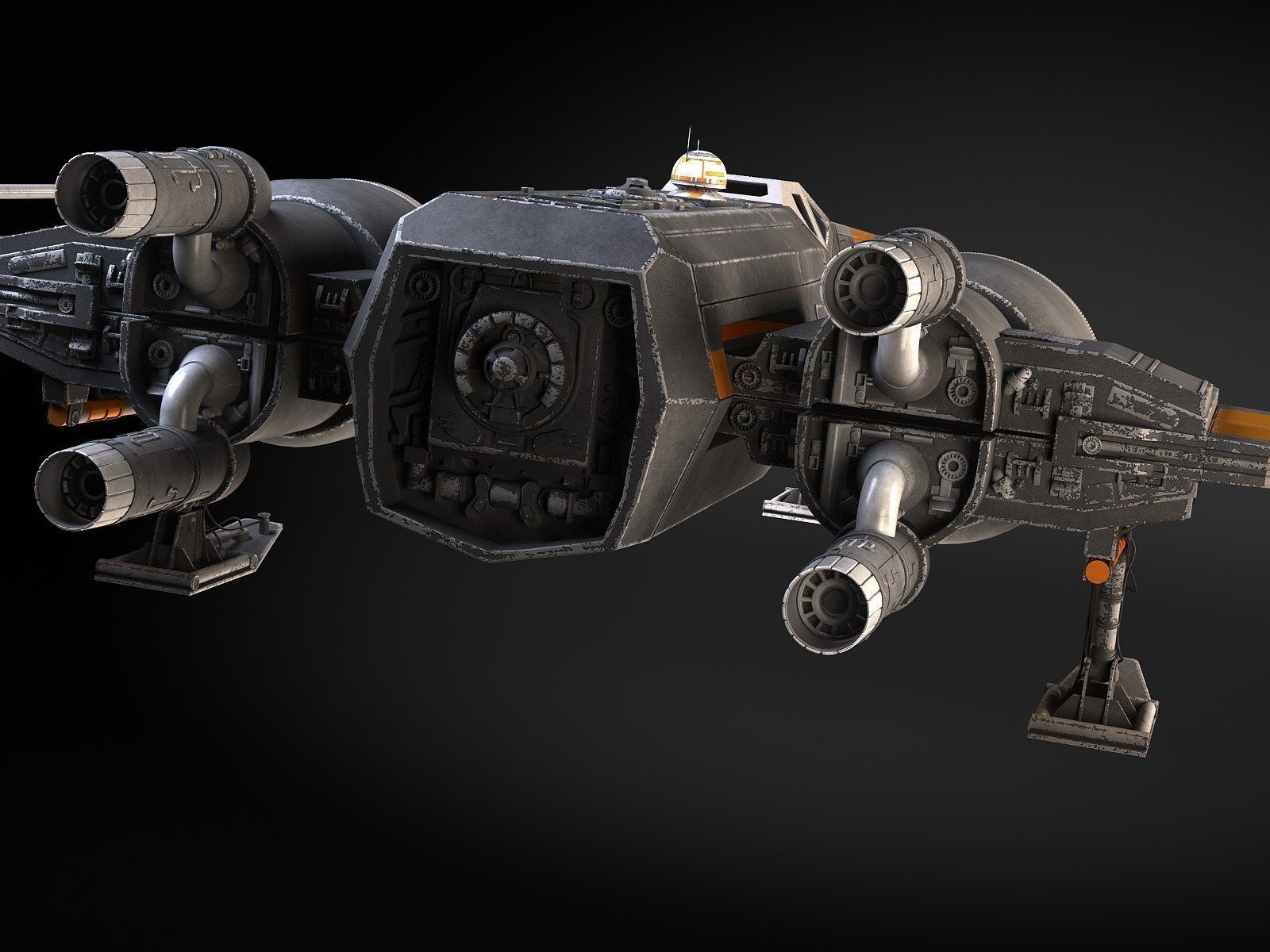 Star Wars X-Wing Fighter Black with Interior 3D model_13