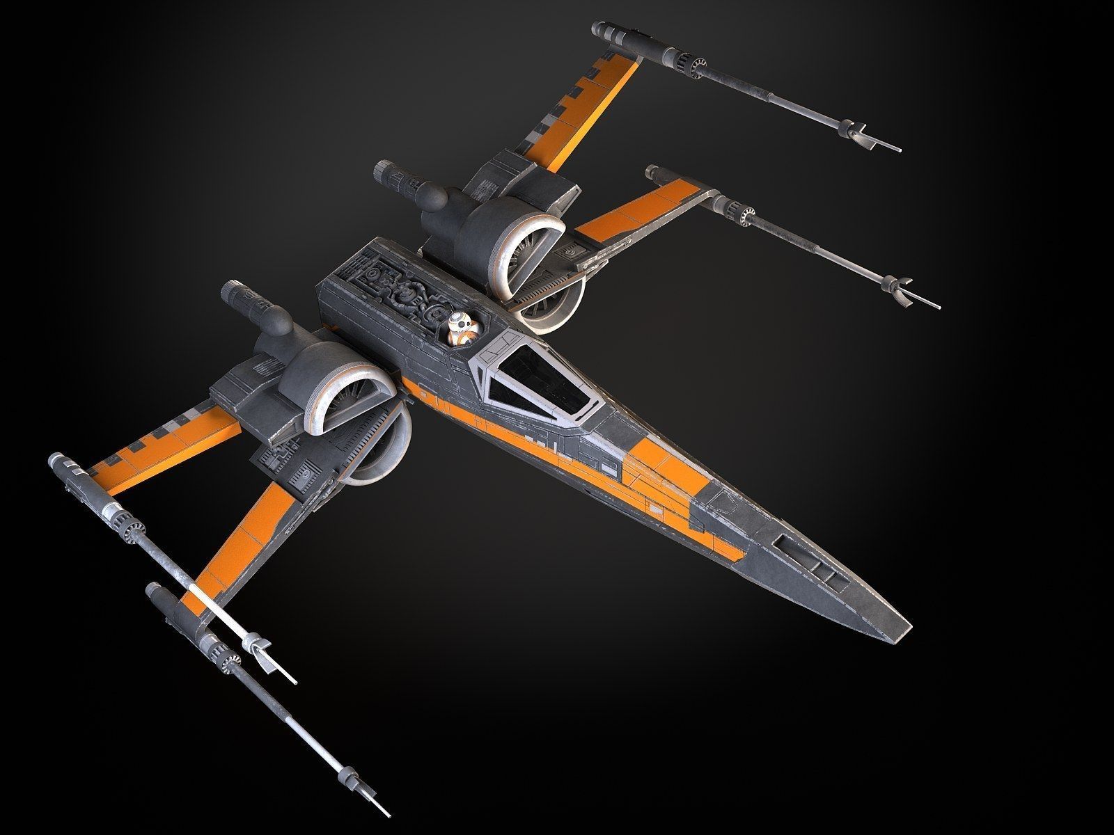 Star Wars X-Wing Fighter Black with Interior 3D model_1