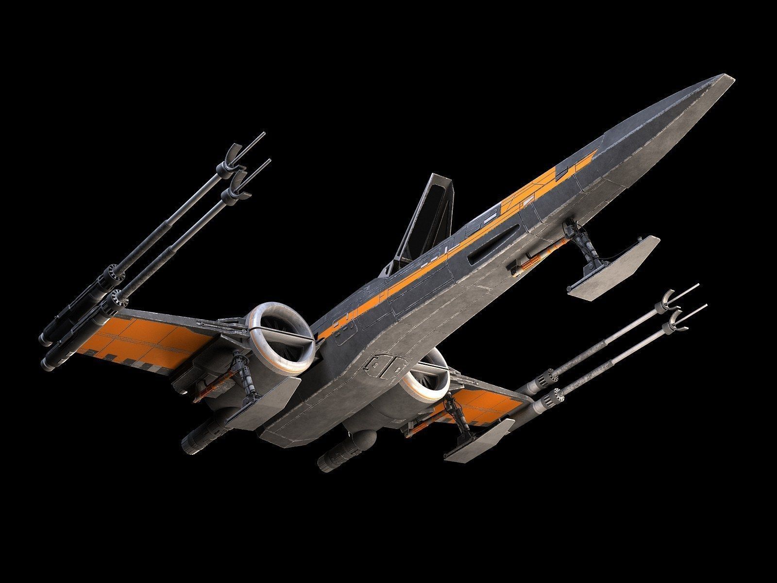 Star Wars X-Wing Fighter Black with Interior 3D model_16