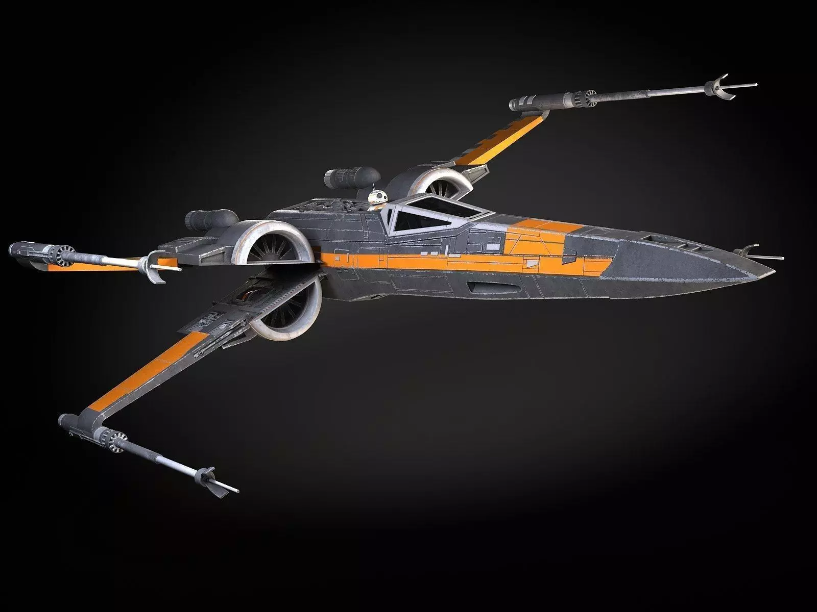 Star Wars X-Wing Fighter Black with Interior 3D model_0