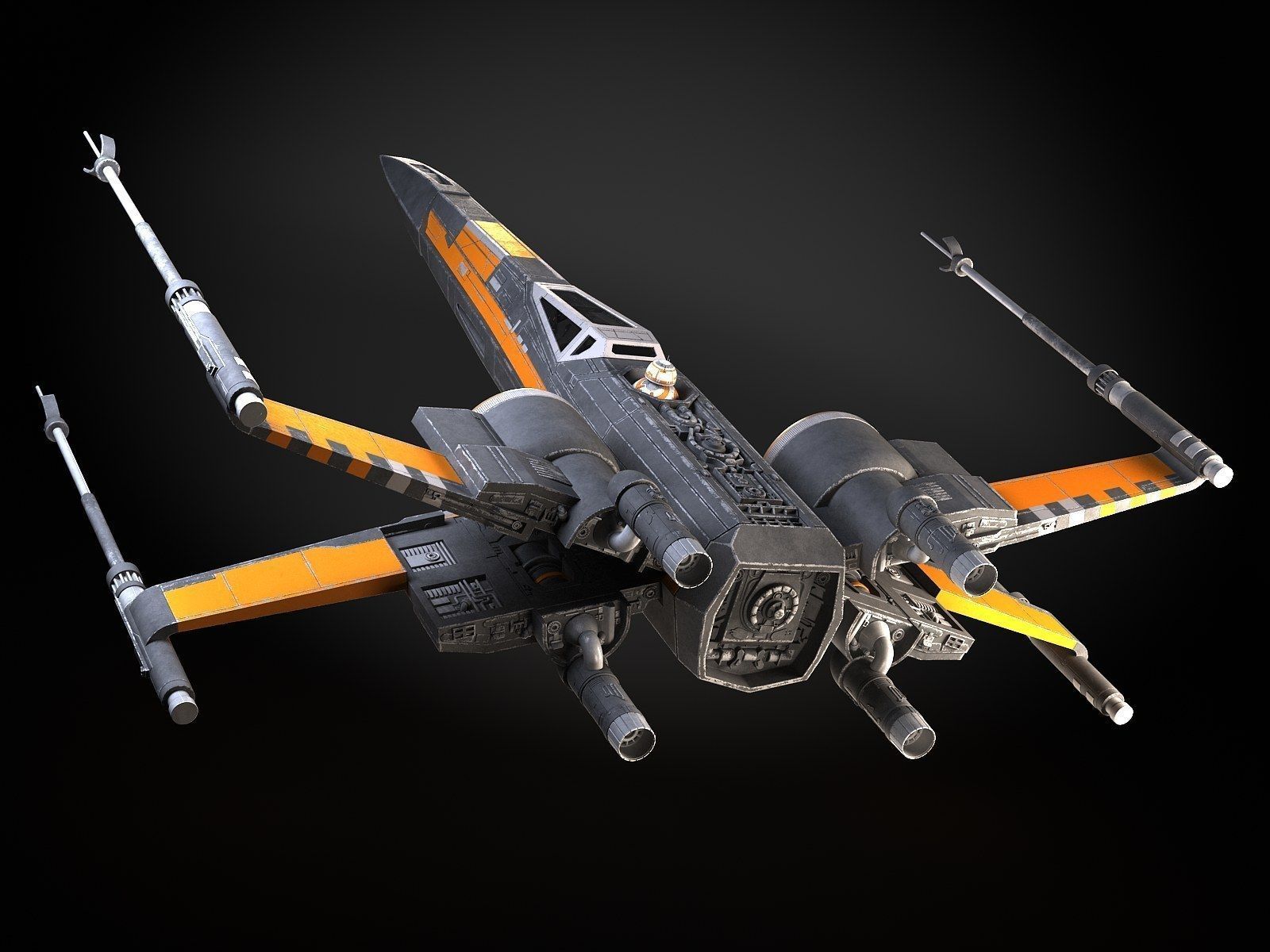 Star Wars X-Wing Fighter Black with Interior 3D model_4
