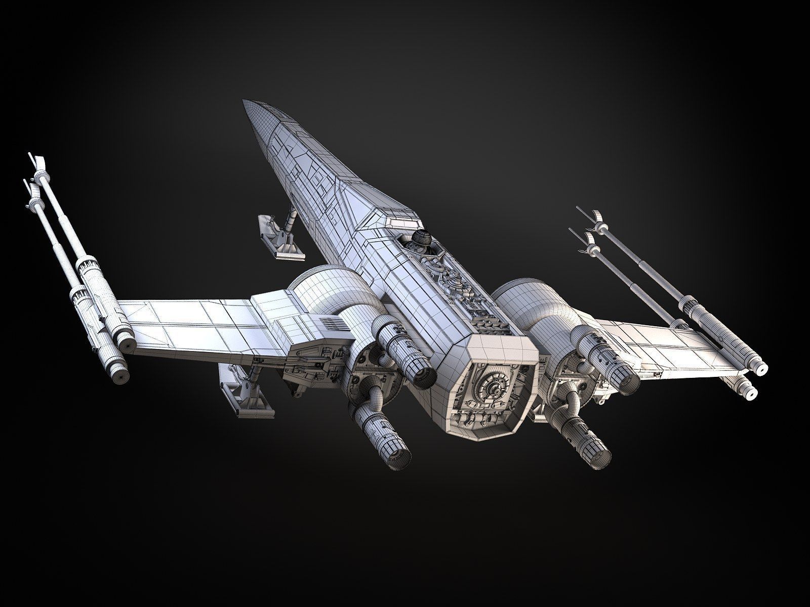 Star Wars X-Wing Fighter Black with Interior 3D model_21