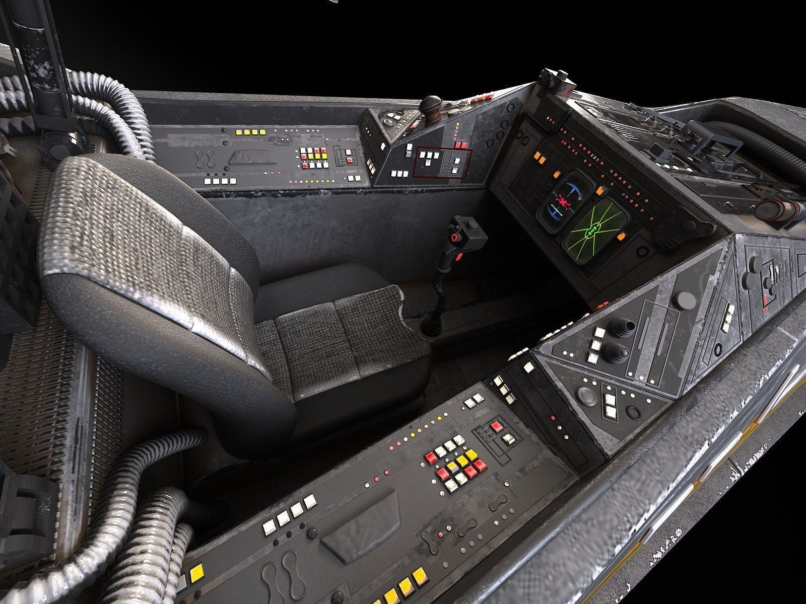 Star Wars X-Wing Fighter Black with Interior 3D model_9