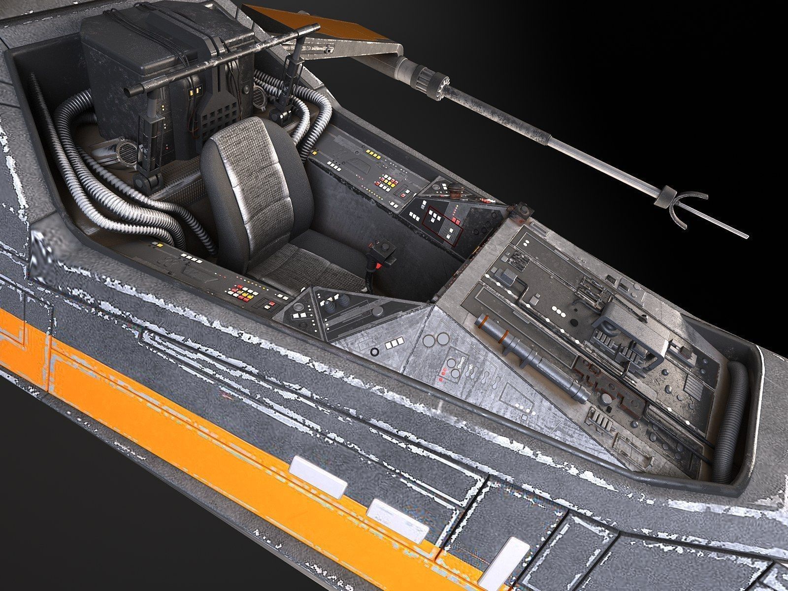 Star Wars X-Wing Fighter Black with Interior 3D model_8