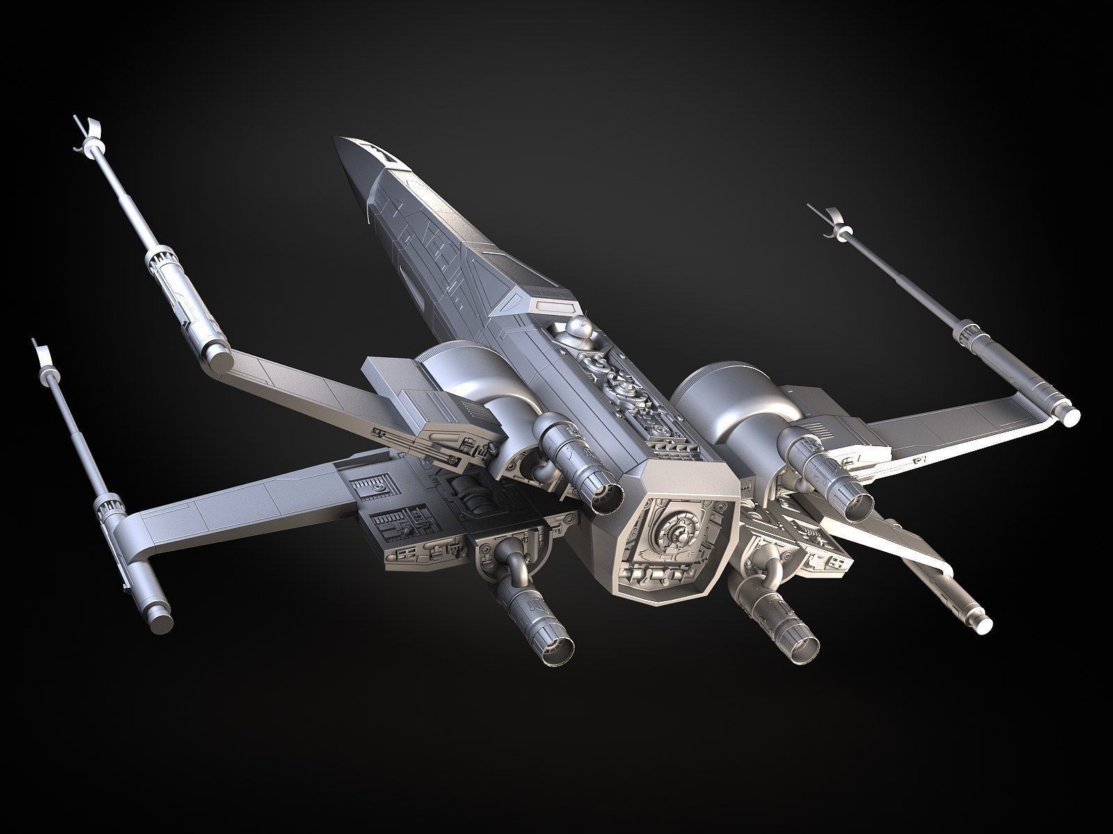 Star Wars X-Wing Fighter Black with Interior 3D model_18