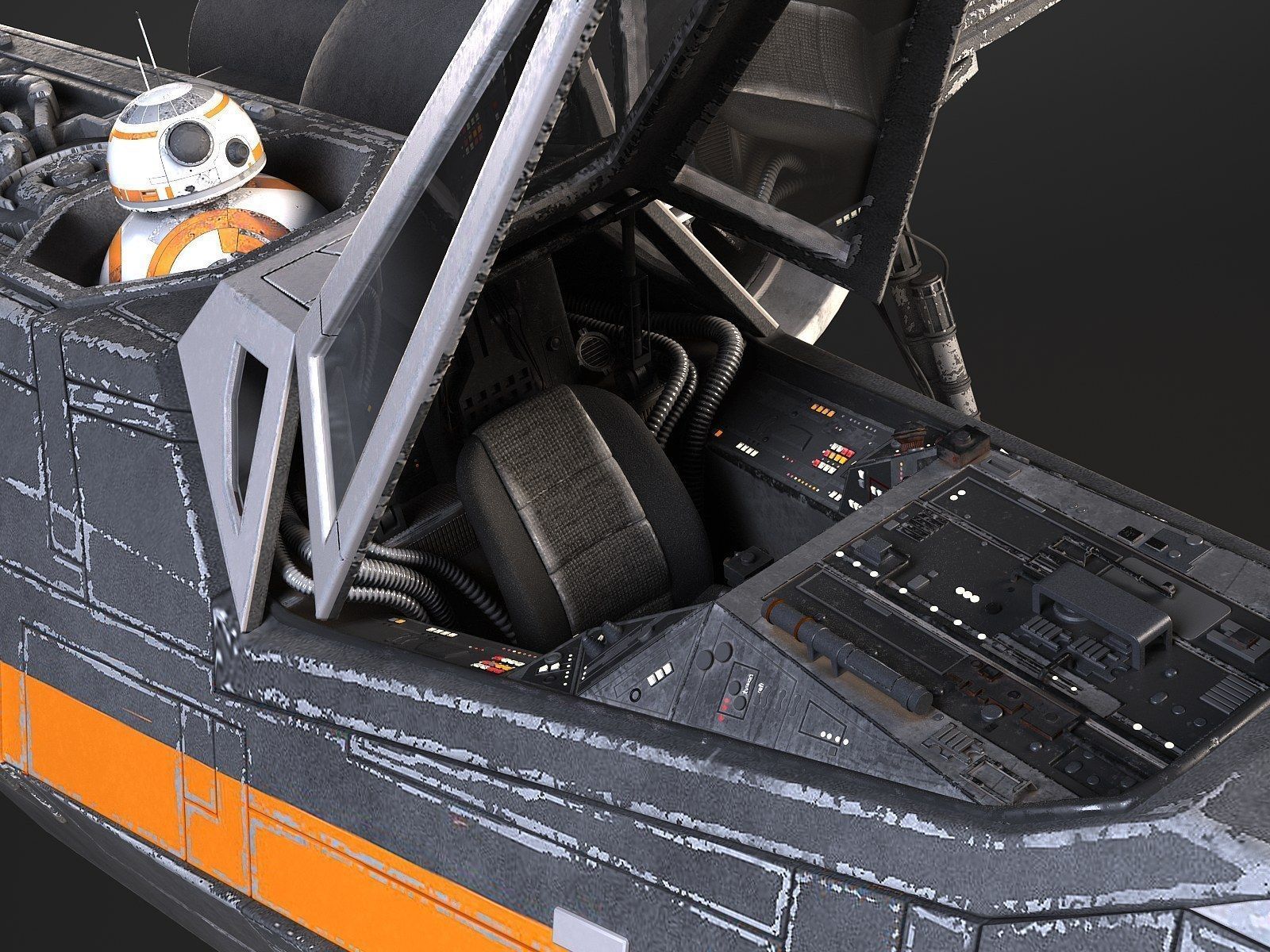Star Wars X-Wing Fighter Black with Interior 3D model_17