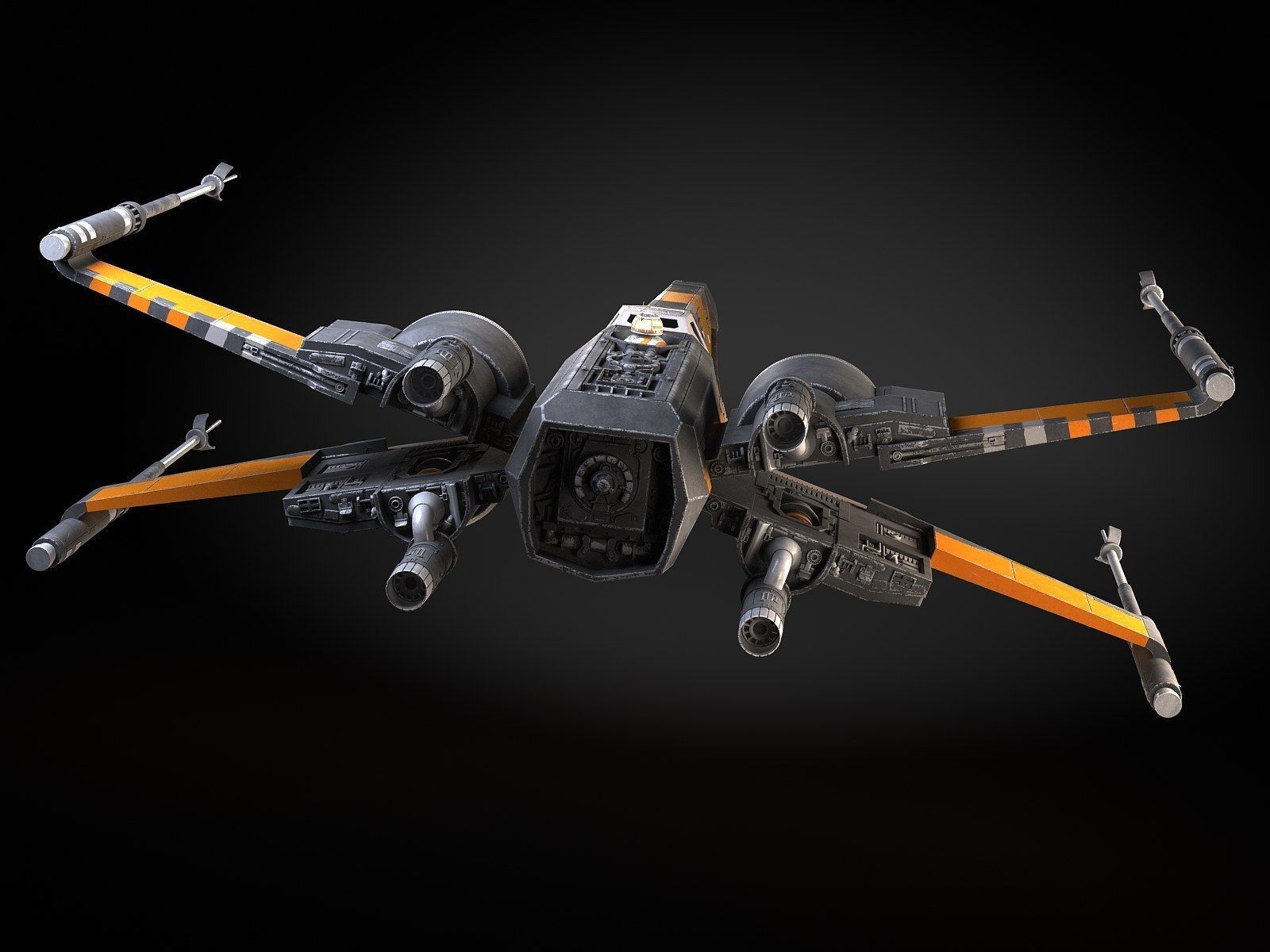 Star Wars X-Wing Fighter Black with Interior 3D model_3