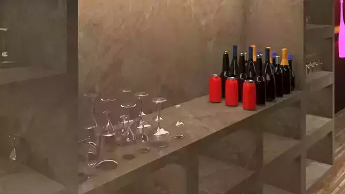 The Bottles And the Glasses Free 3D model