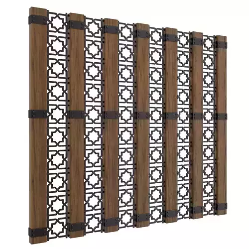 Decor wooden screen with metal bars