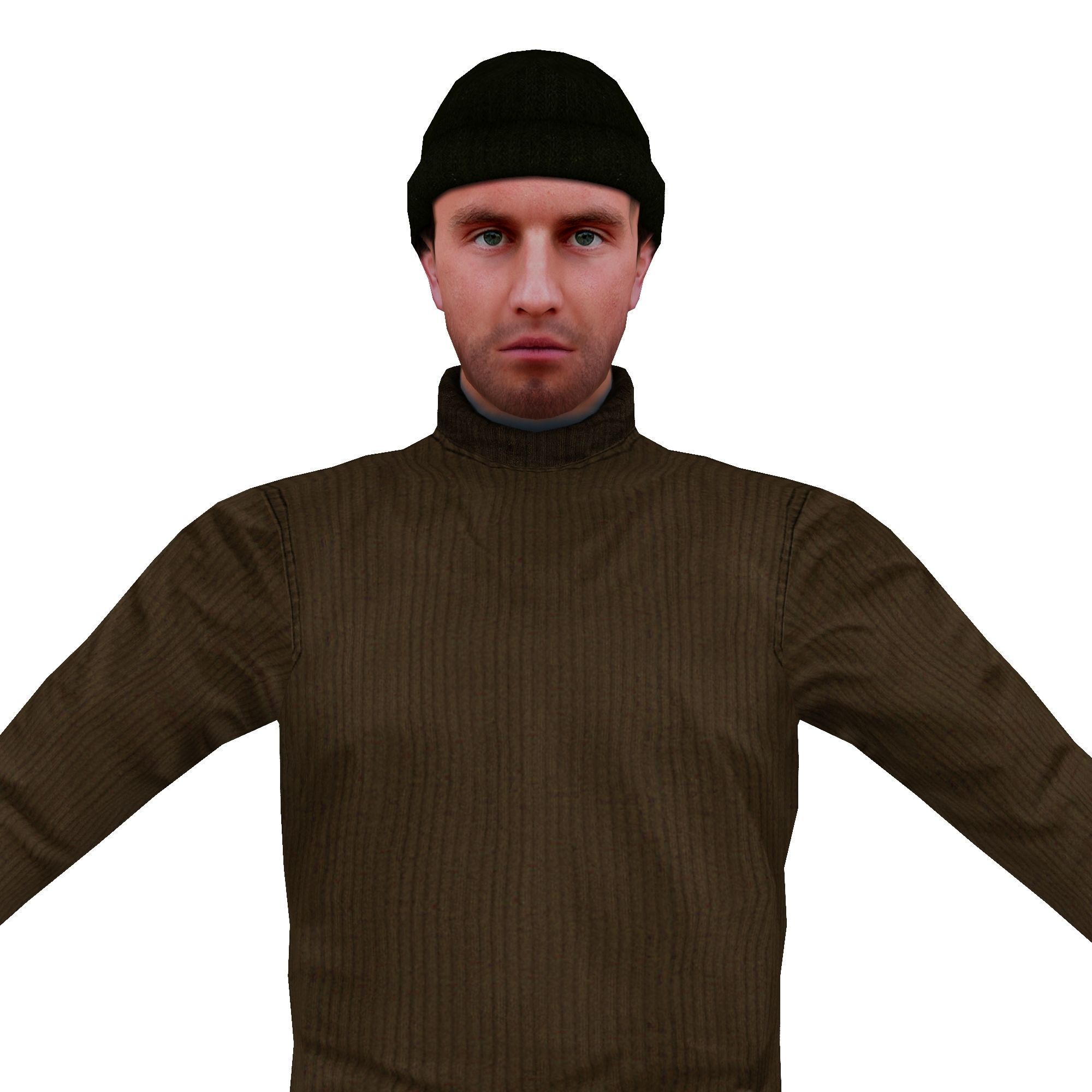 MAN 6 in sweater and pants Low-poly 3D model_4