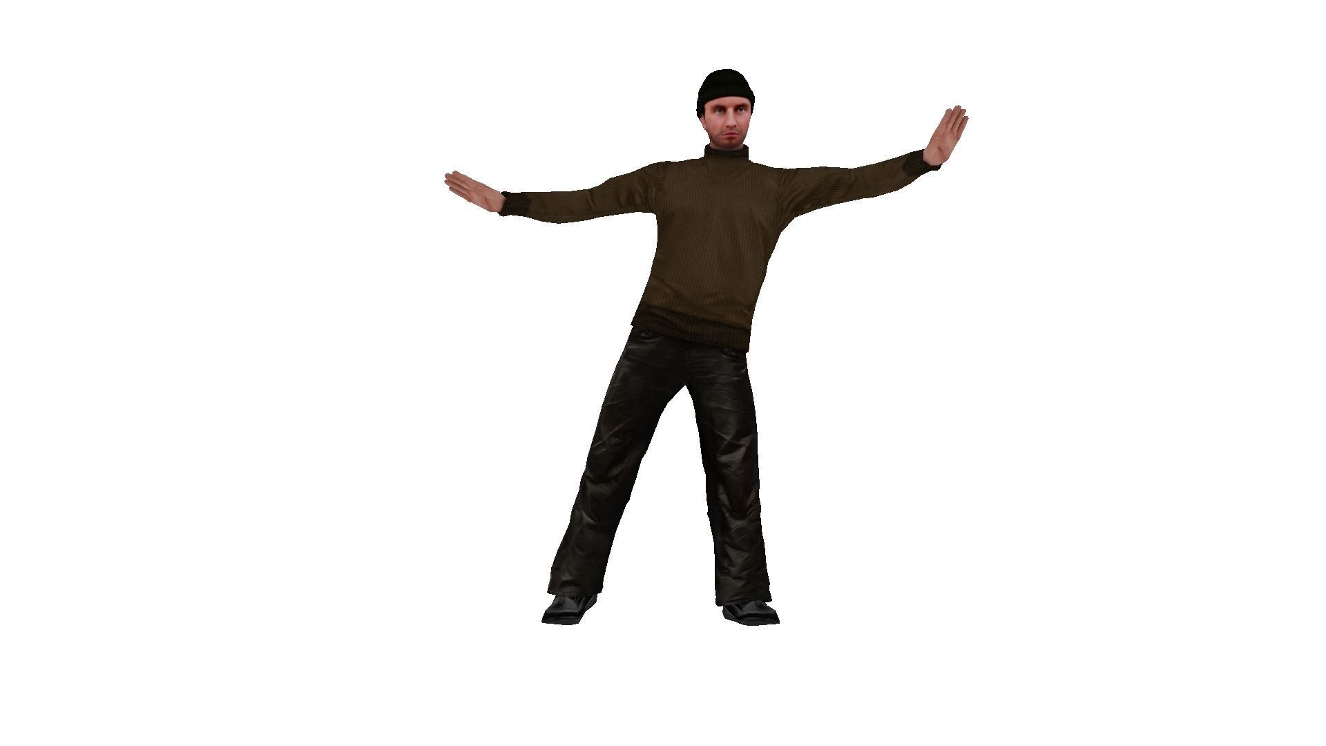 MAN 6 in sweater and pants Low-poly 3D model_3