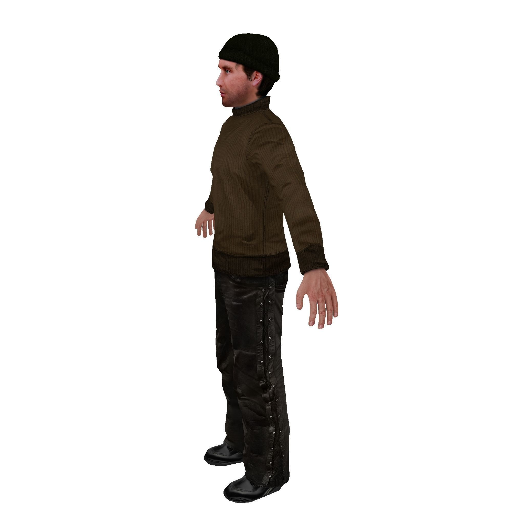 MAN 6 in sweater and pants Low-poly 3D model_6
