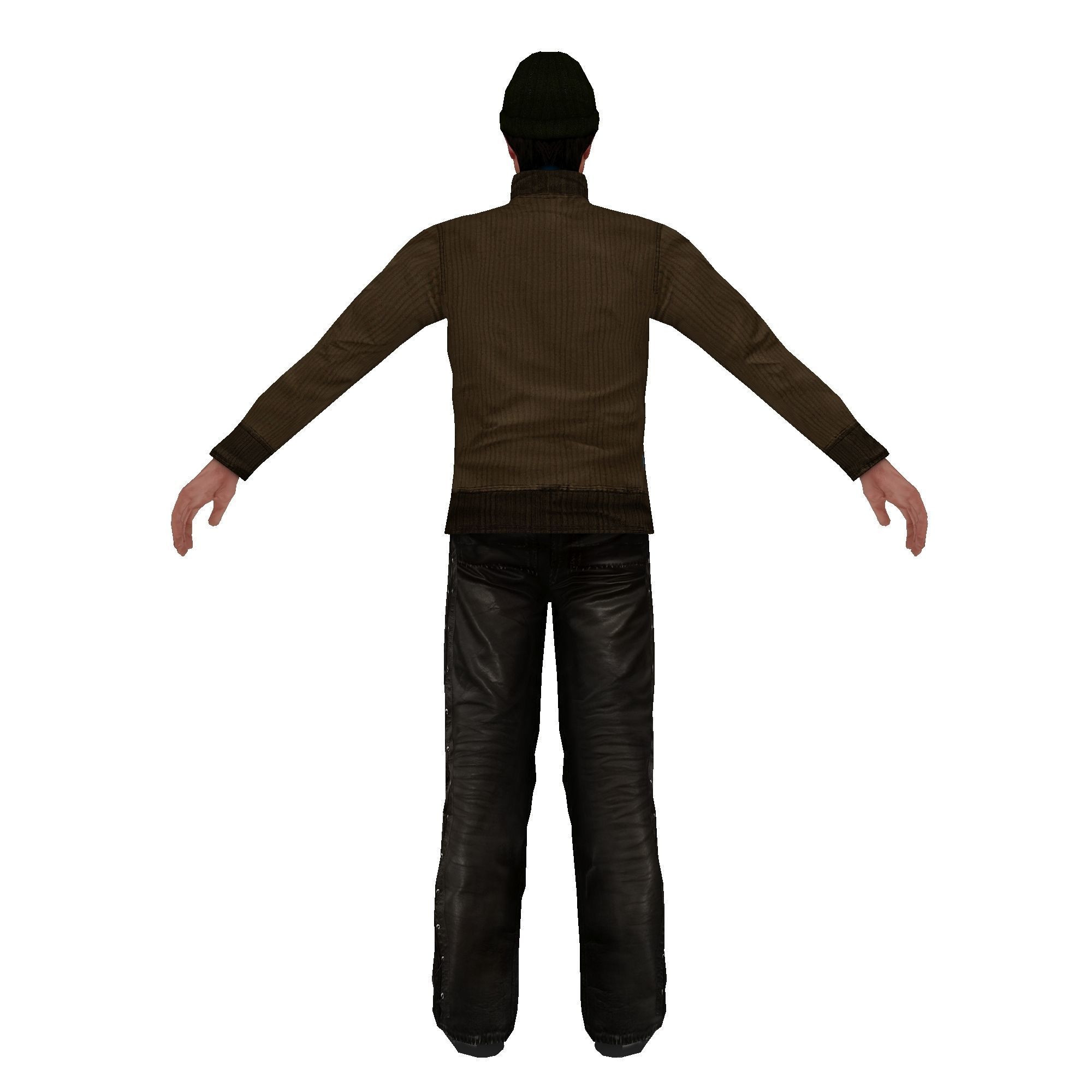 MAN 6 in sweater and pants Low-poly 3D model_5