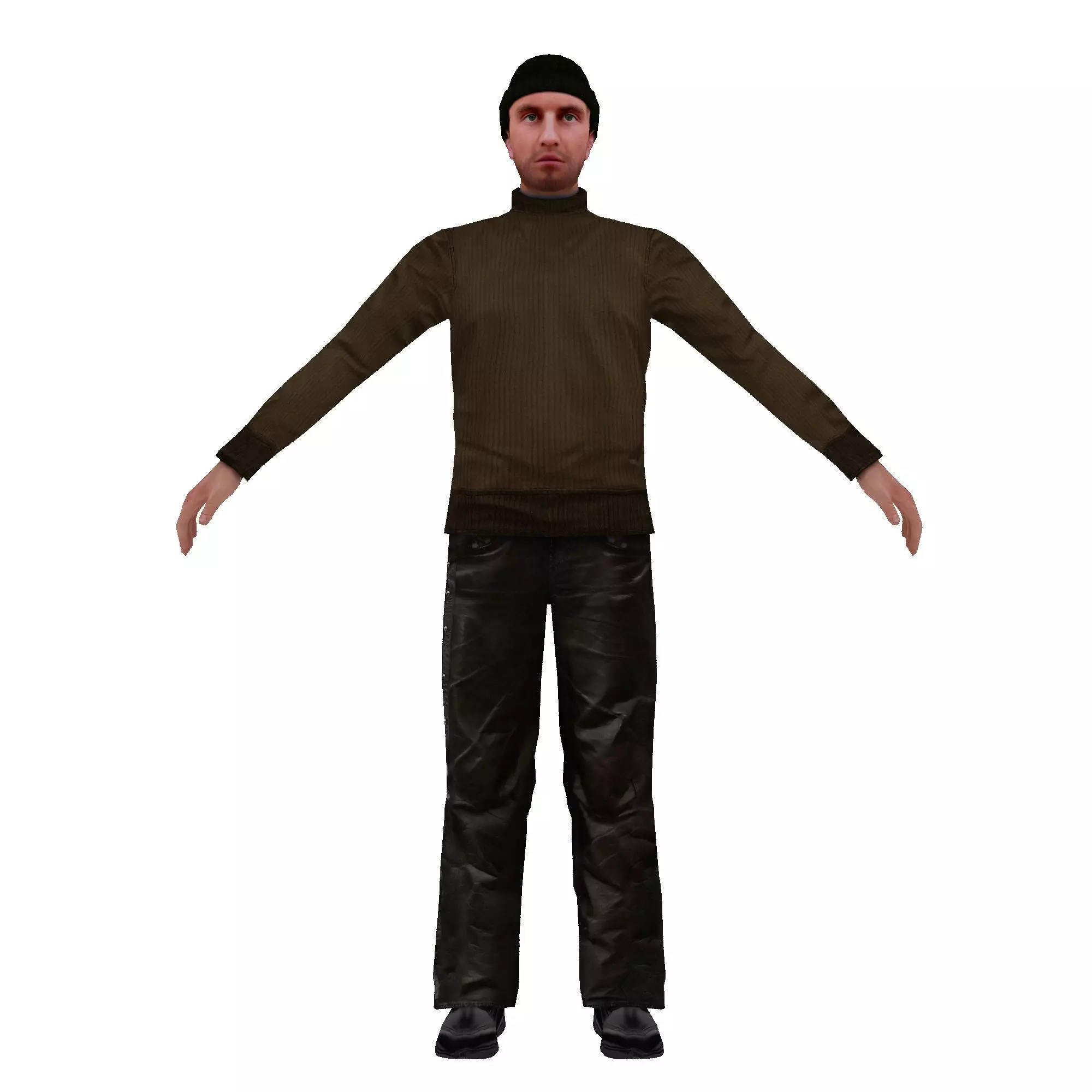MAN 6 in sweater and pants Low-poly 3D model_0