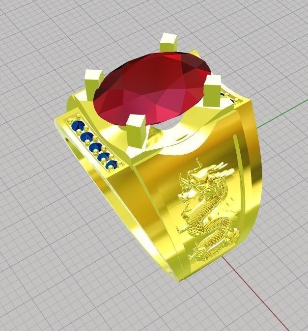 Rings men dragon 3D print model_2