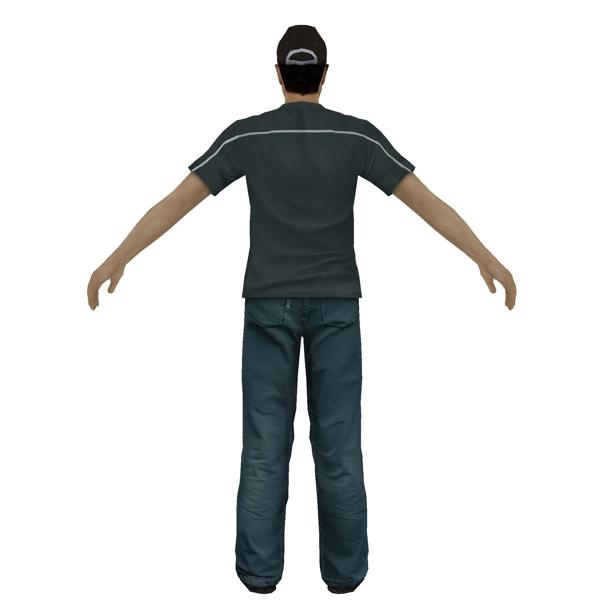 MAN 7 in jeans and hat Low-poly 3D model_5