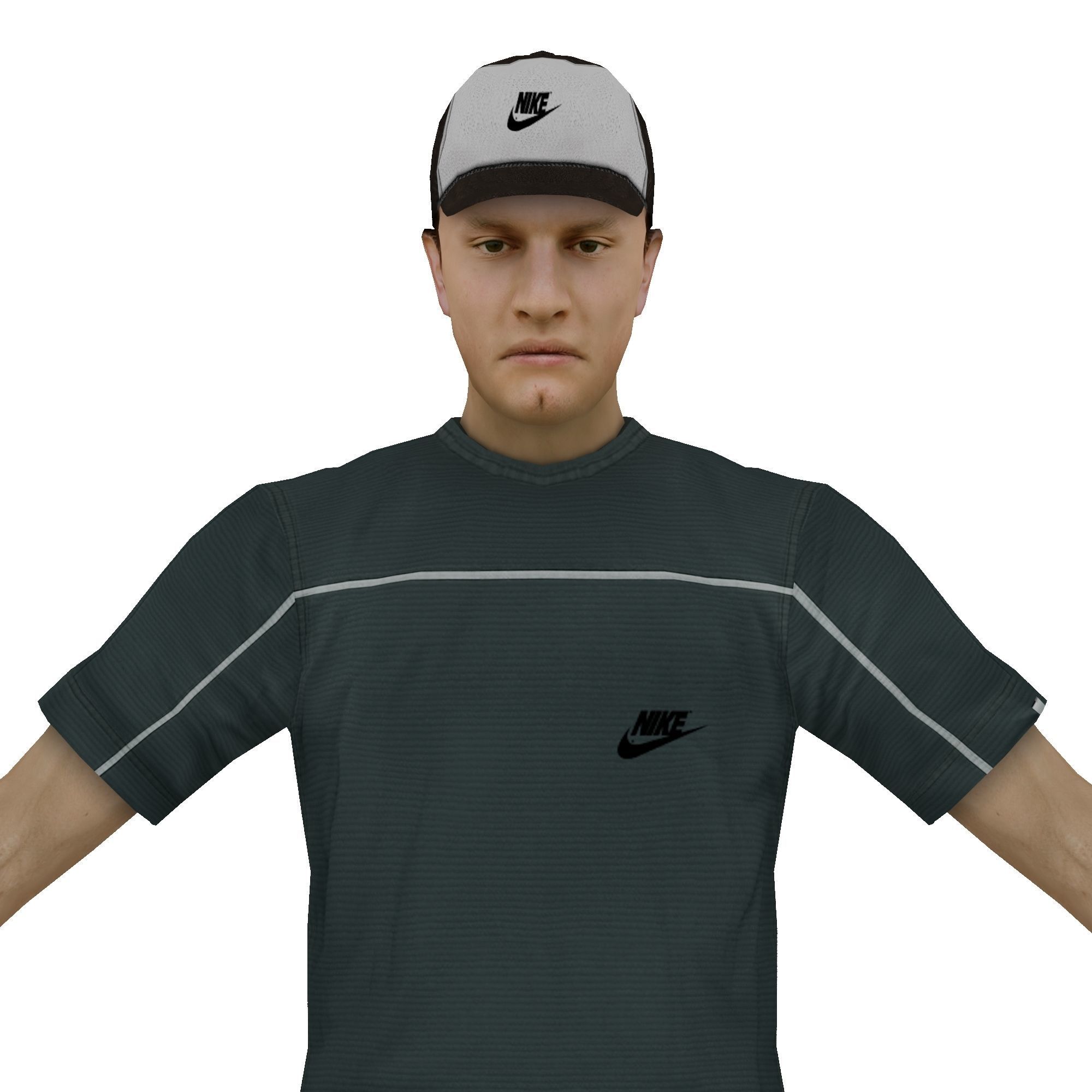 MAN 7 in jeans and hat Low-poly 3D model_2