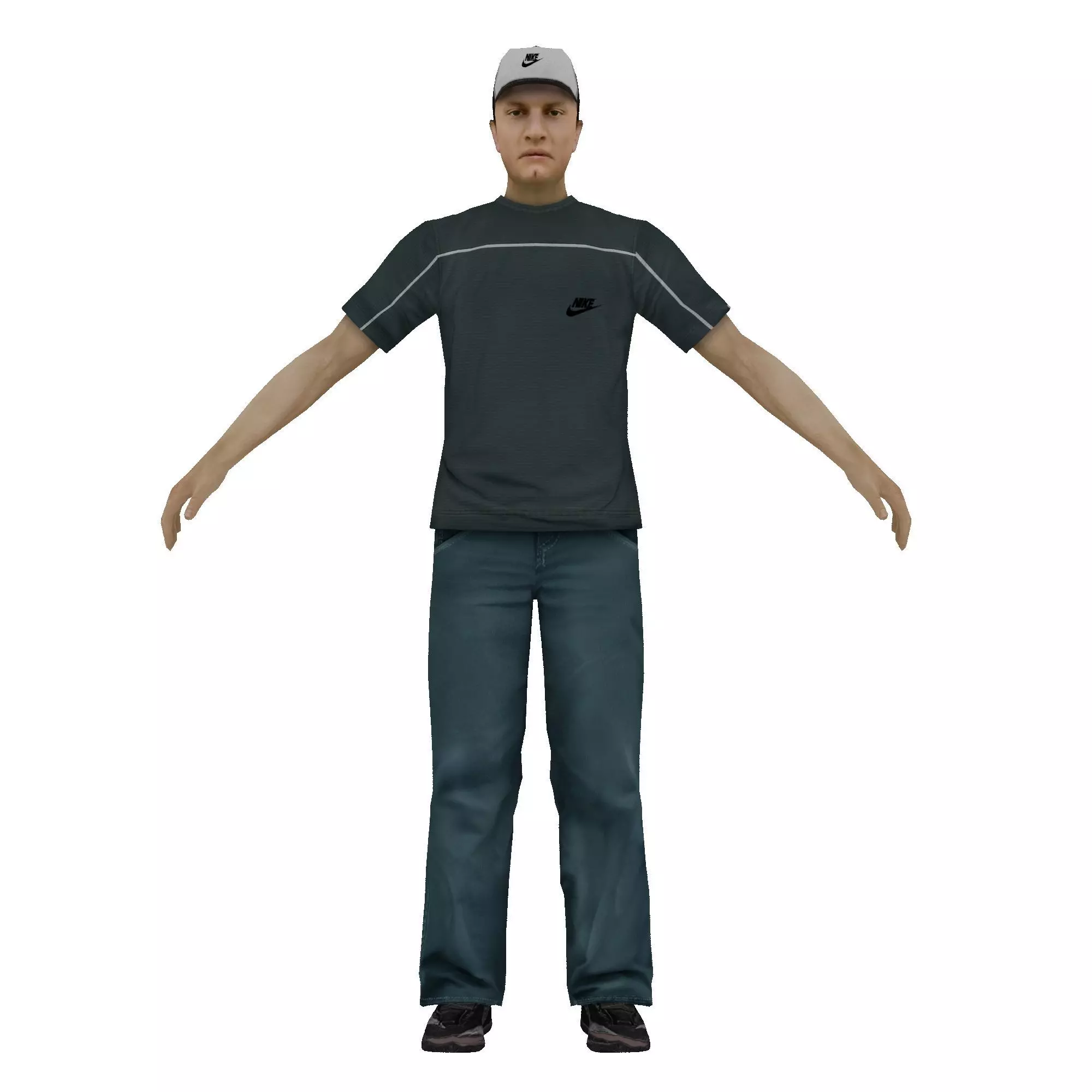 MAN 7 in jeans and hat Low-poly 3D model_0