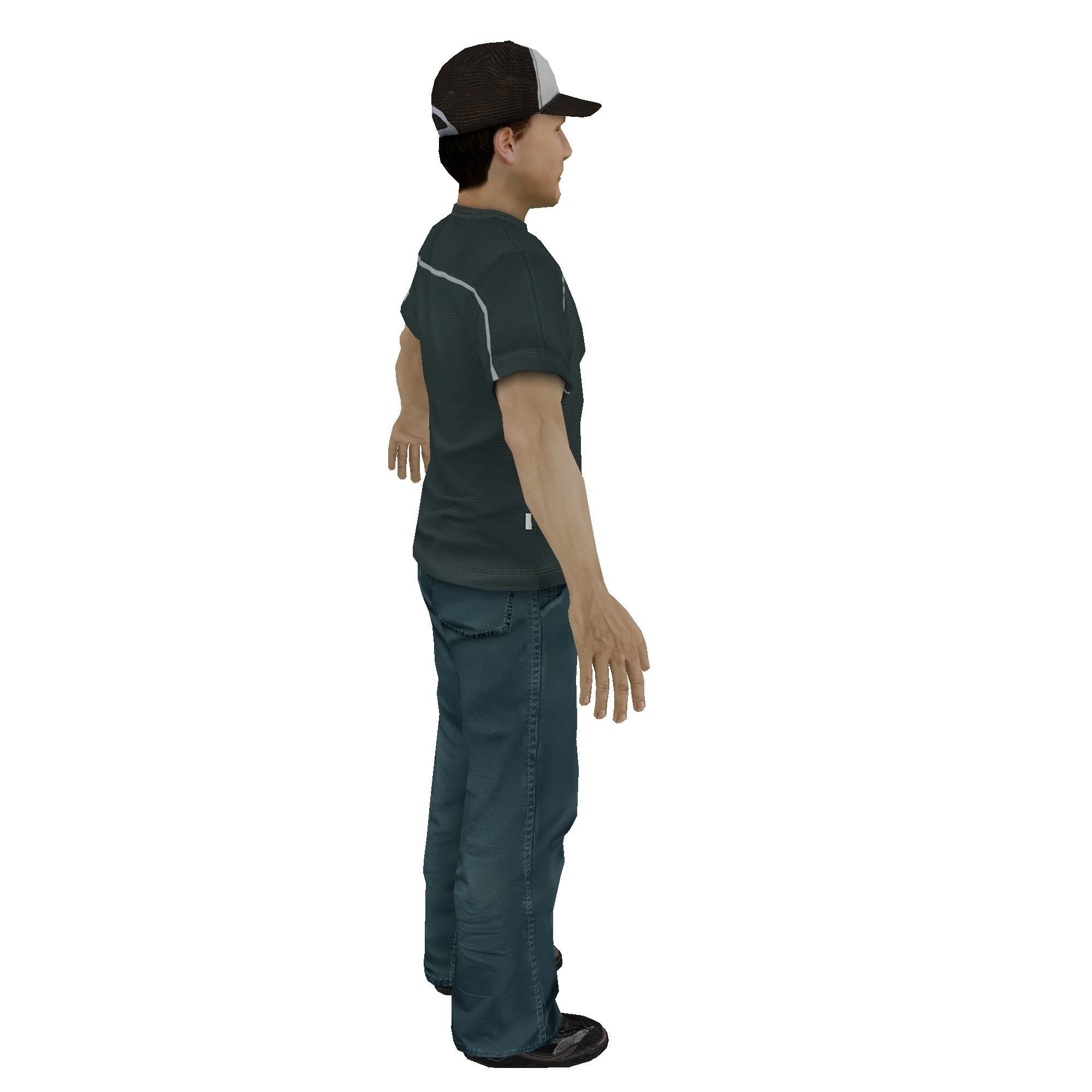MAN 7 in jeans and hat Low-poly 3D model_6