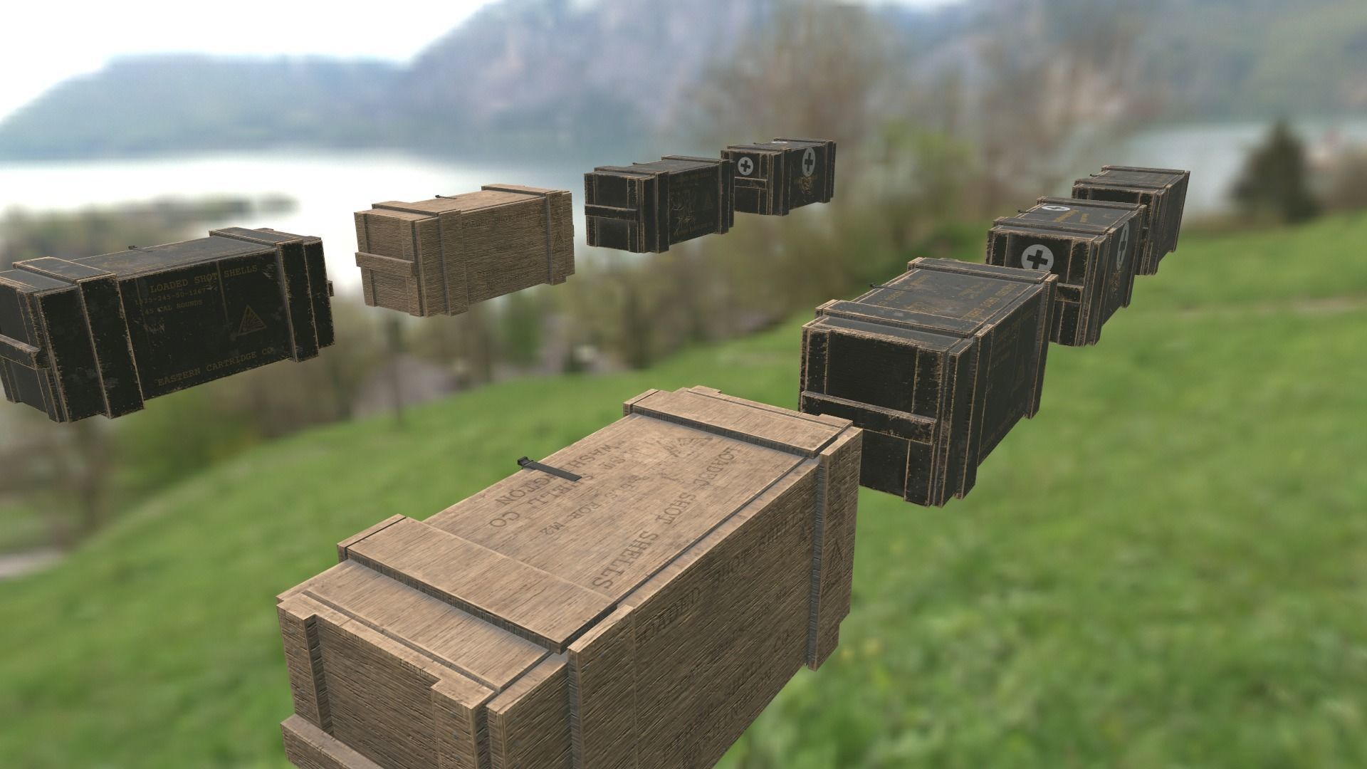 Military supply boxes Ammo boxes Low-poly 3D model_5