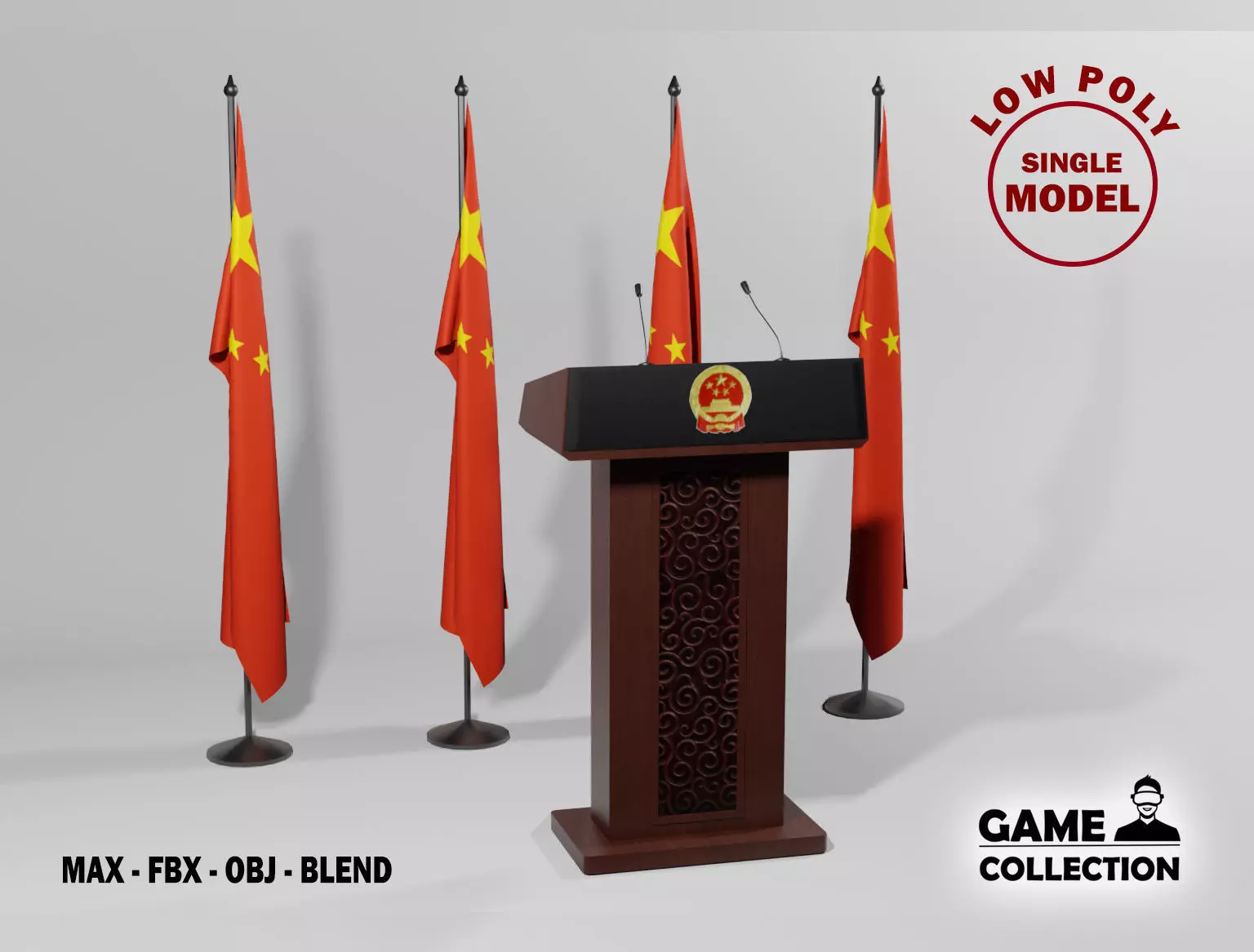 Chinese Presidential Podium Low-poly 3D model